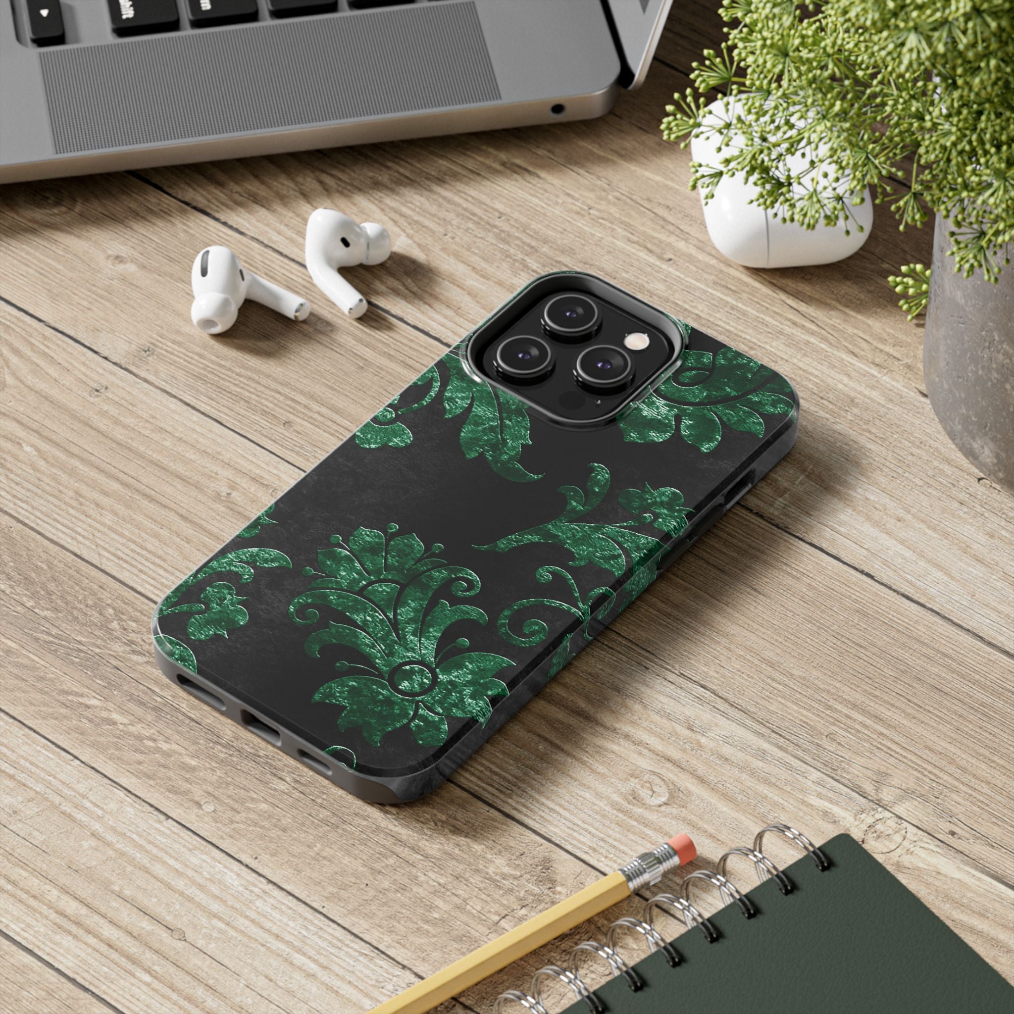 embossed-emerald-velvet-tough-iphone-case-protective-iphone-cover-heavy-duty-iphone-case-rugged-phone-case-durable-smartphone