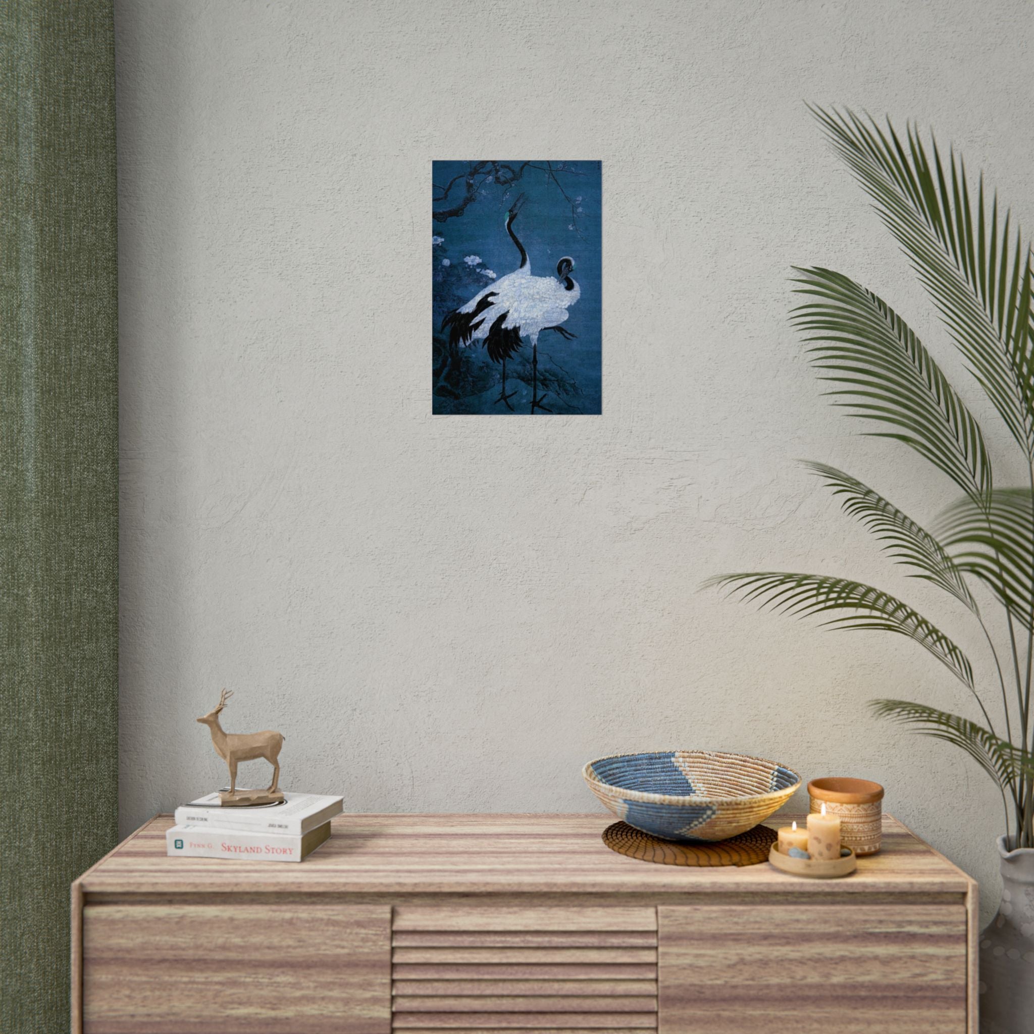 snow-plum-twin-cranes-painting-poster-wall-art-home-decor-nature-print-japanese-art-gift-cranes-wall-decor-cranes-poster-prin