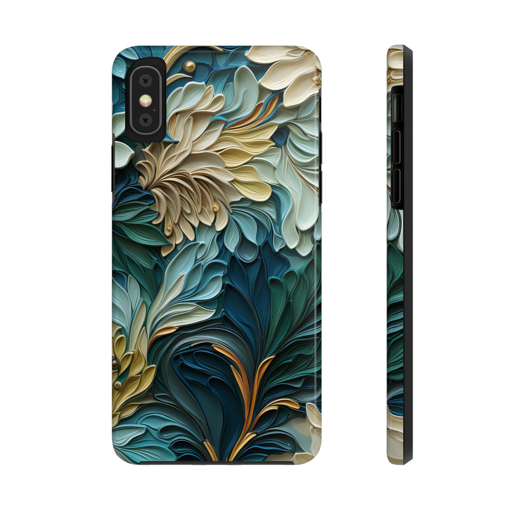 textured-art-nouveau-floral-tough-phone-case-cottagecore-iphone-case-unique-floral-phone-cover-vintage-style-iphone-case-prot