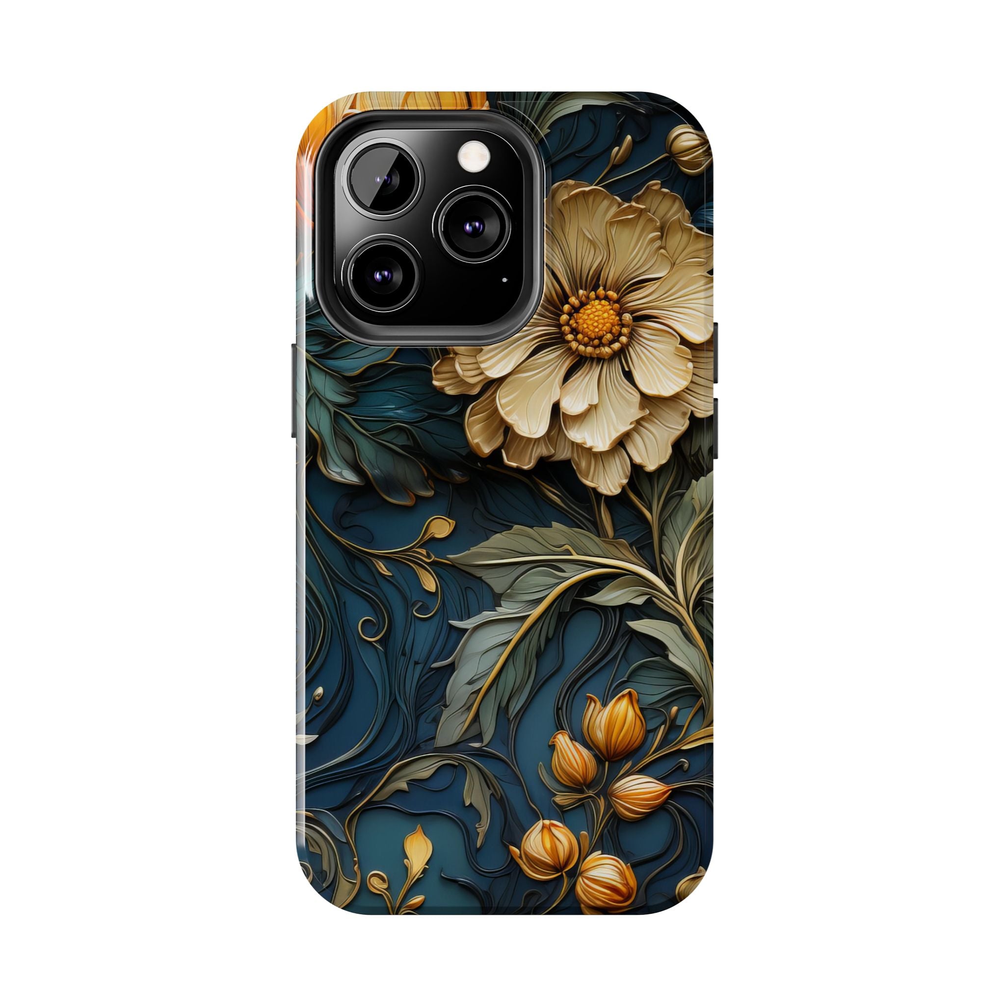 textured-art-nouveau-floral-tough-phone-case-cottagecore-iphone-case-unique-floral-phone-cover-vintage-style-iphone-case-prot