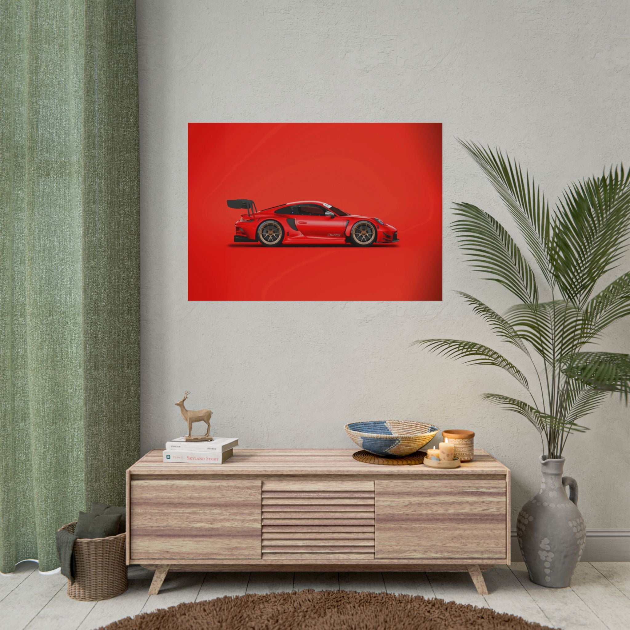 poster-print-wall-art-porsche-911-red-gt3r-red-supercar-poster-porsche-decor-rolled-poster-wall-art-hypercars-wall-decor