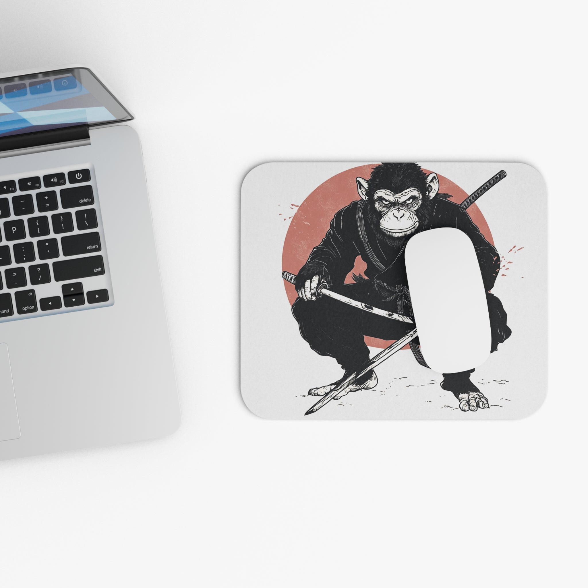 ninja-monkey-mouse-pad-red-sun-japanese-samurai-design-ninja-warrior-small-mouse-pad