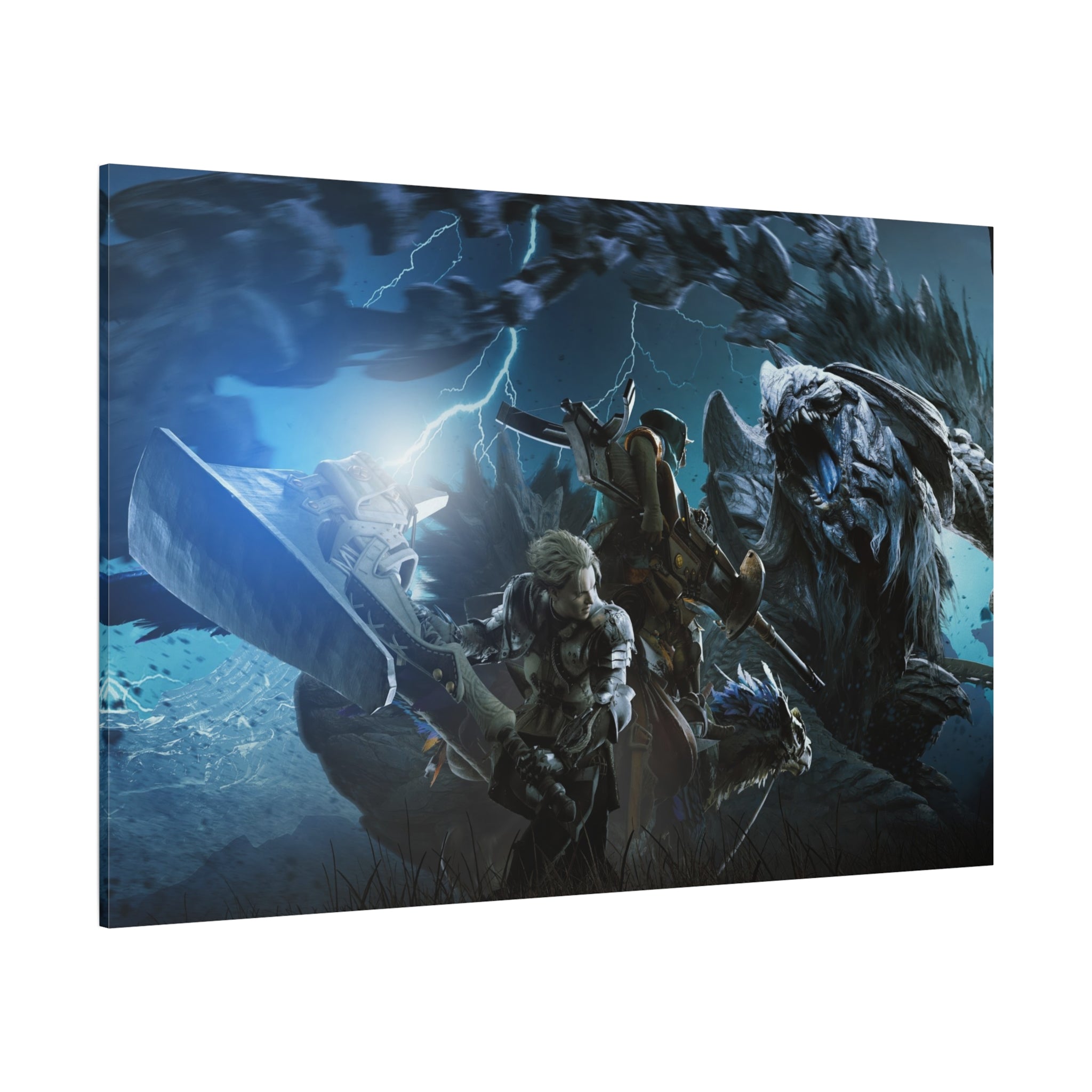 canvas-print-monster-hunter-wall-art-matte-print-stretched-canvas-1-25-home-decor-gaming-art-gamer-gift-video-game-art-hunter