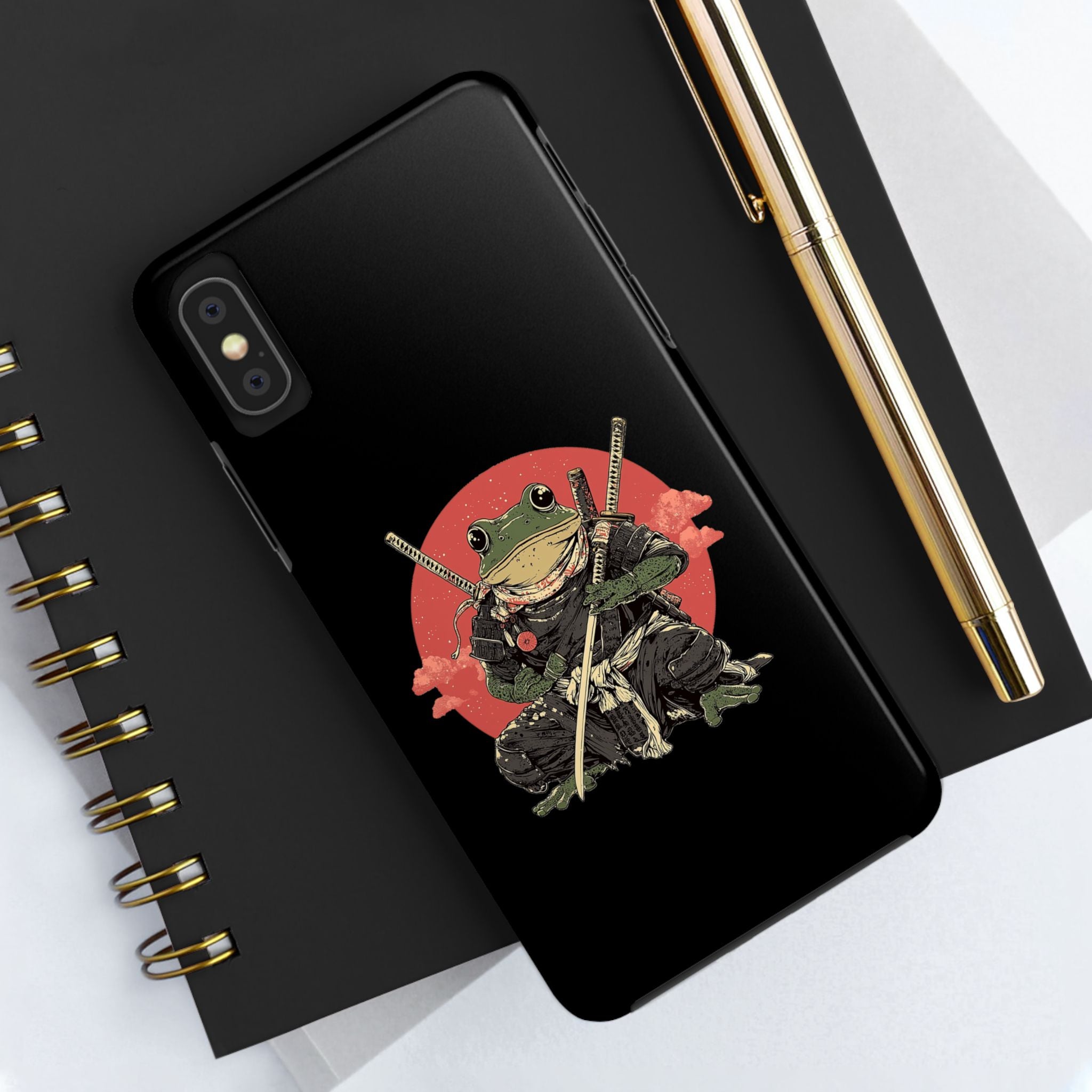 retro-vintage-ninja-frog-iphone-tough-case-red-sun-japanese-samurai-frog-design-ninja-warrior-black-iphone-hard-cover
