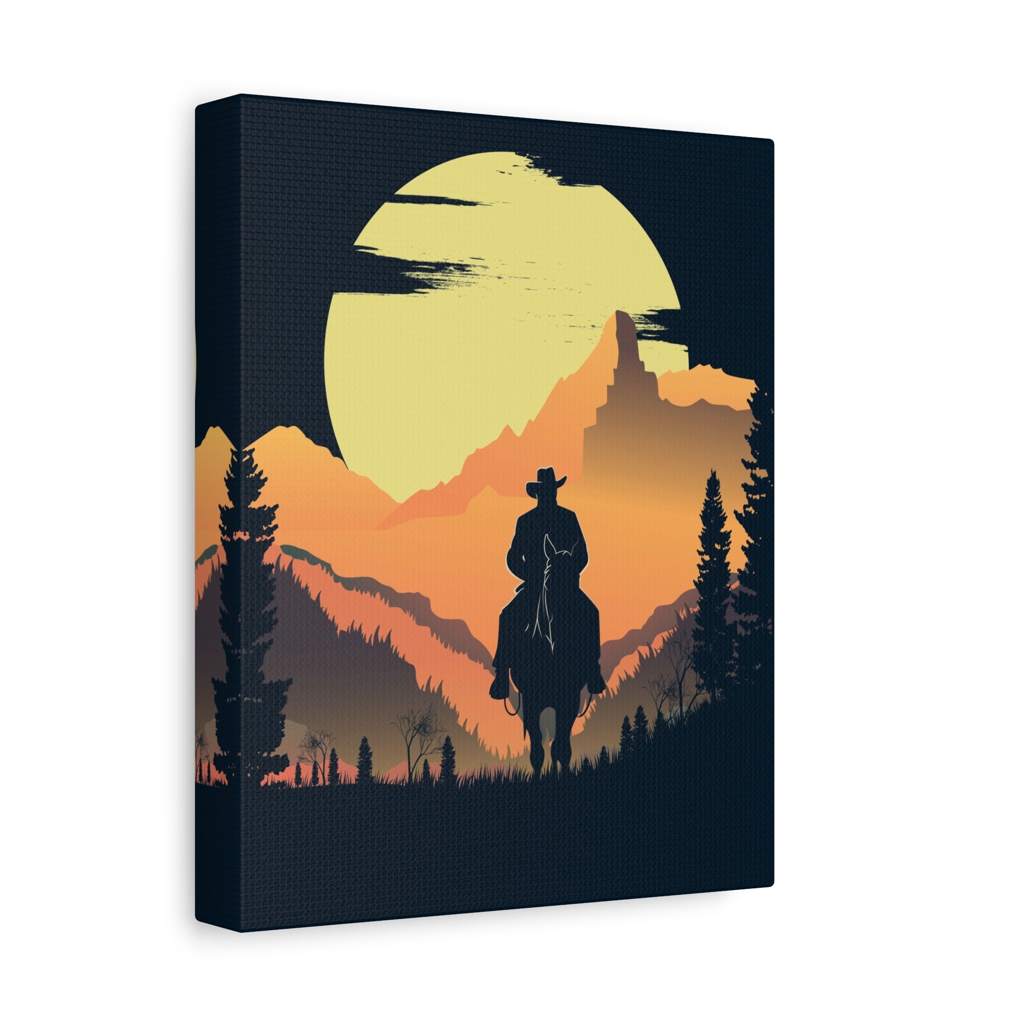 canvas-wall-art-cowboy-western-wall-decor-matte-stretched-print-rustic-southwestern-home-decoration-texas-desert-landscape