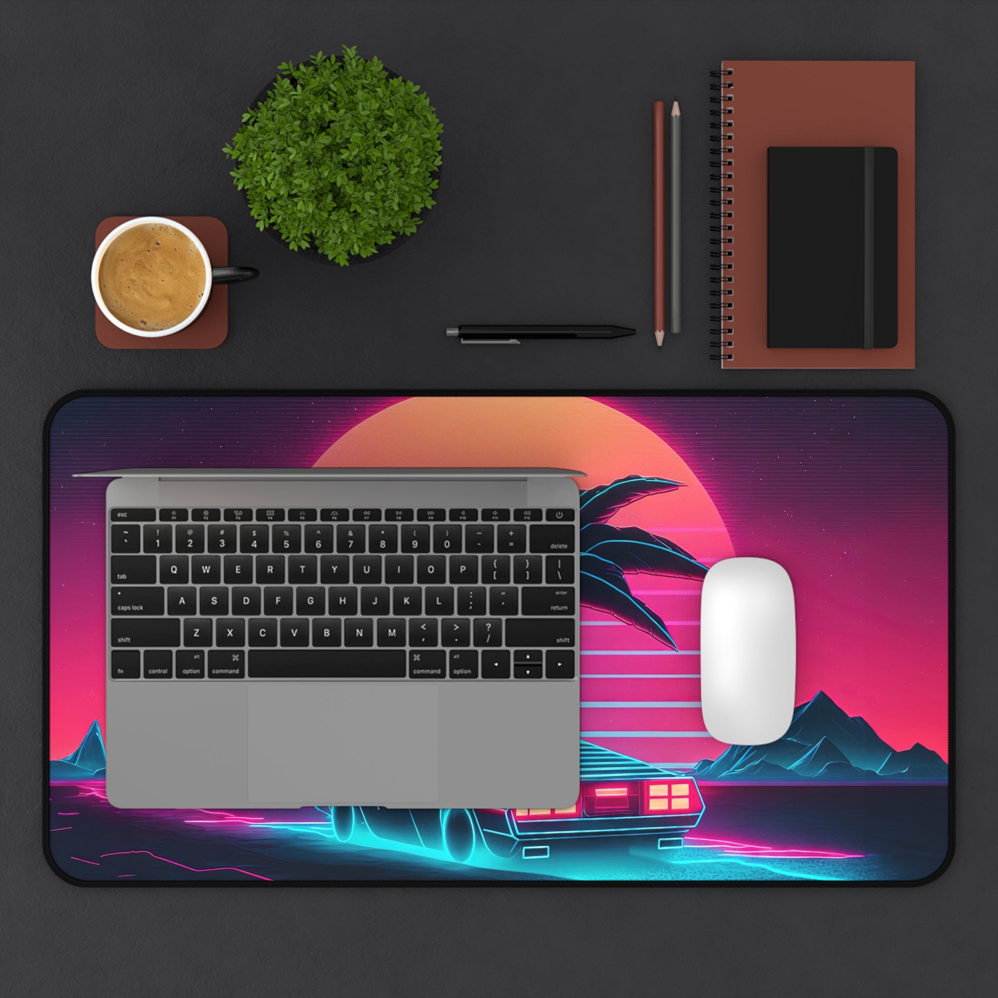 vaporwave-palm-tree-road-mouse-pad-retrowave-delorean-desk-mat-neon-synthwave-desk-pad-vaporwave-sun-and-mountains