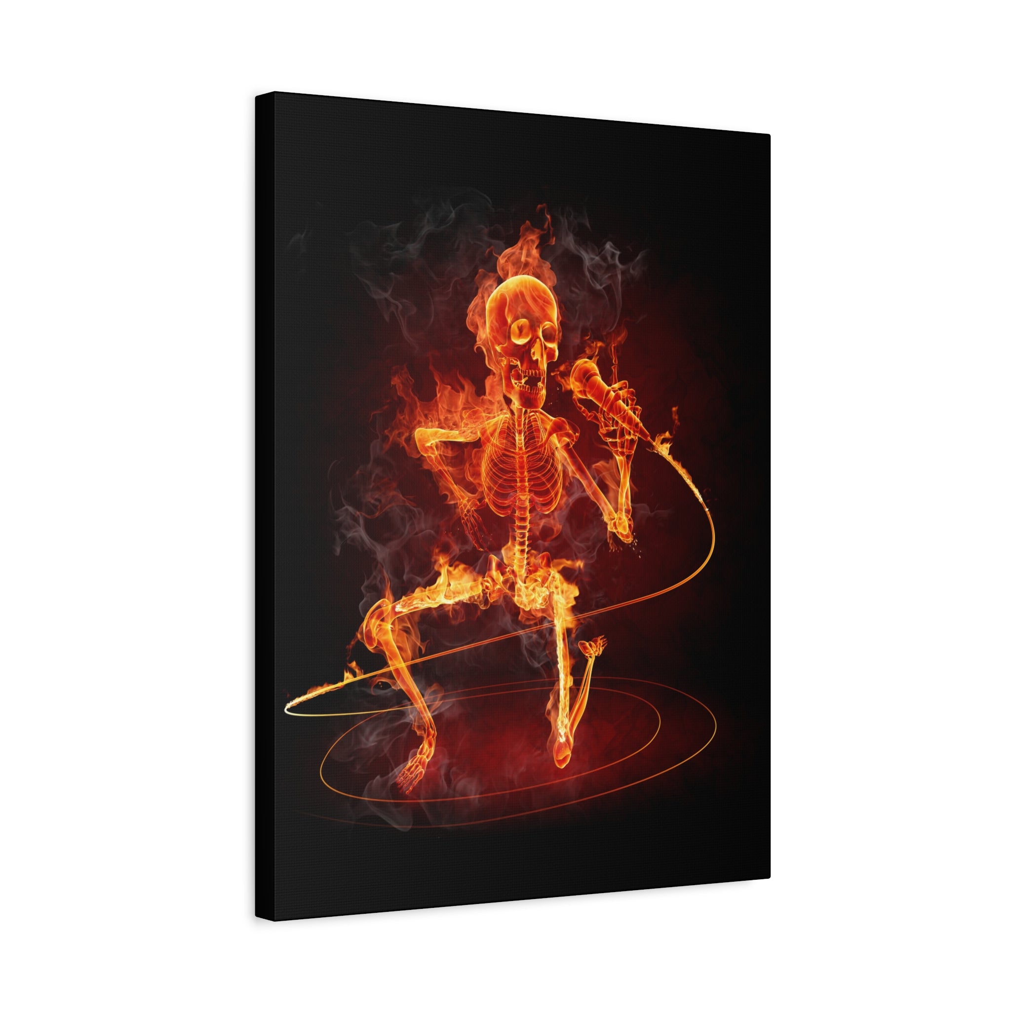 canvas-print-music-microphone-bones-fire-skull-home-decor-living-room-decor-rockn-roll-decor