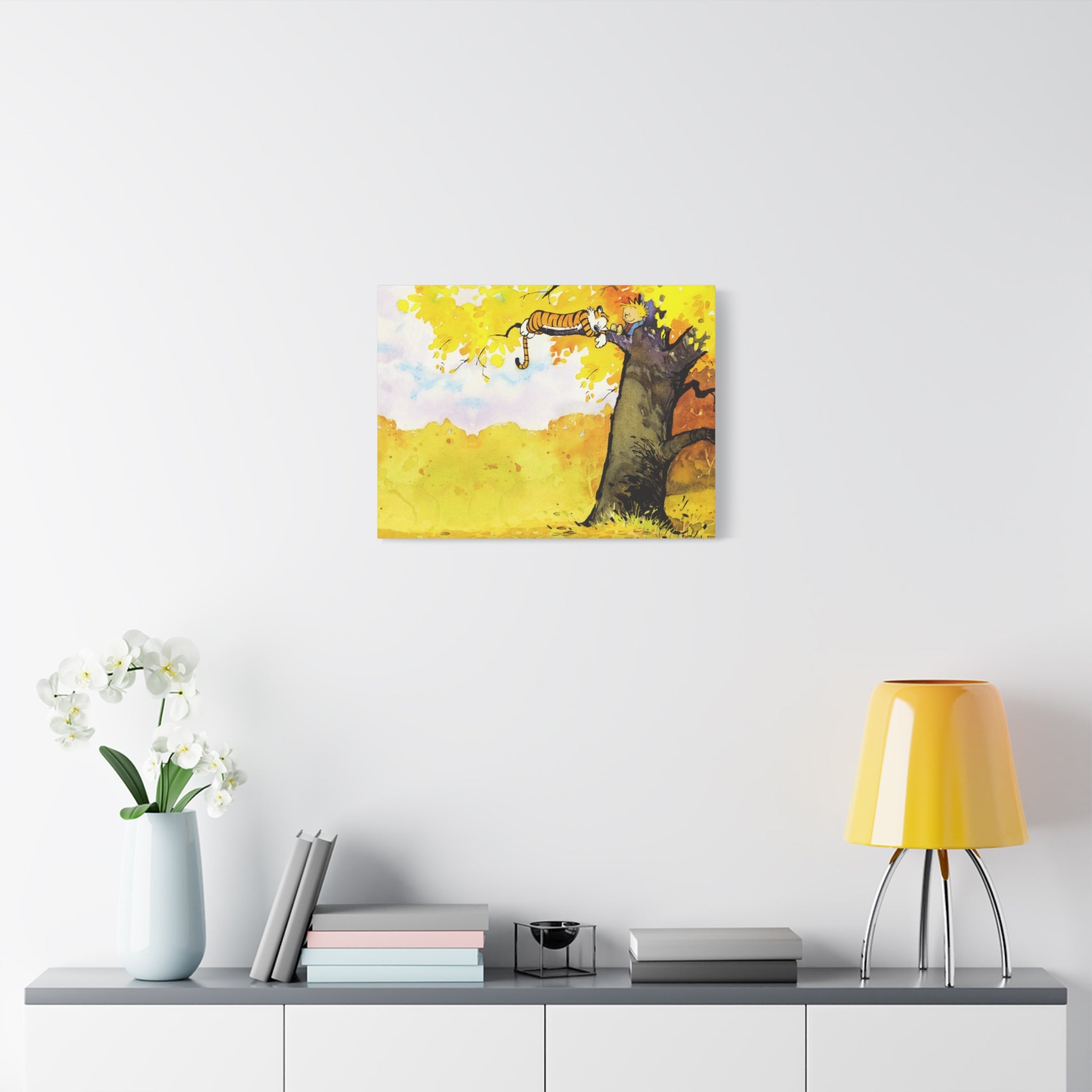 Calvin and Hobbes Canvas Wall Art - Nostalgic Comic Strip Canvas for Kids Room & Nursery Decor - Friendship Adventure Theme Print