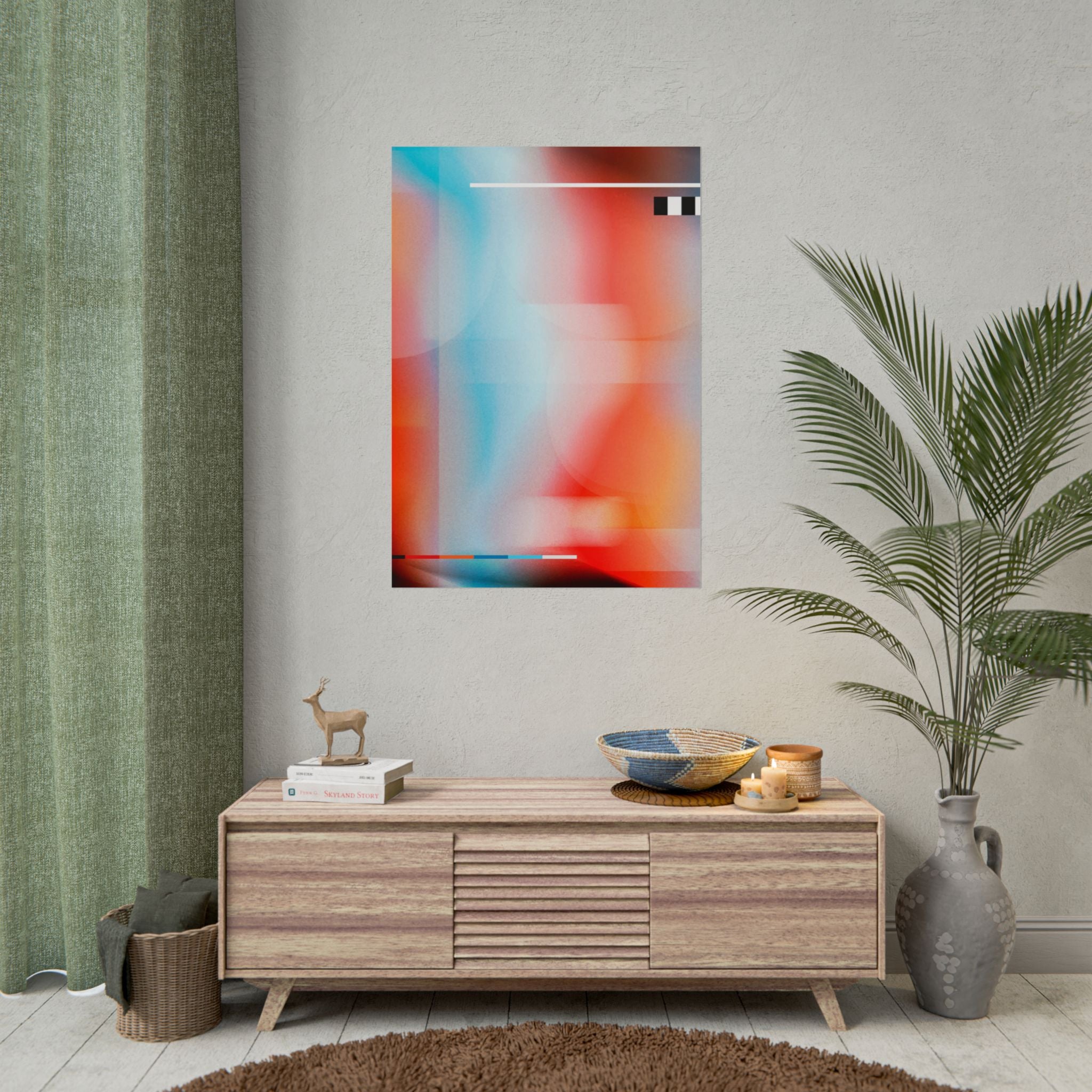 Poster Print, Abstract Orange Poster Art, Retro Colorful Home Decor, Poster Wall Art, Poster Gift, Living Room Decor, Unique Gift Idea