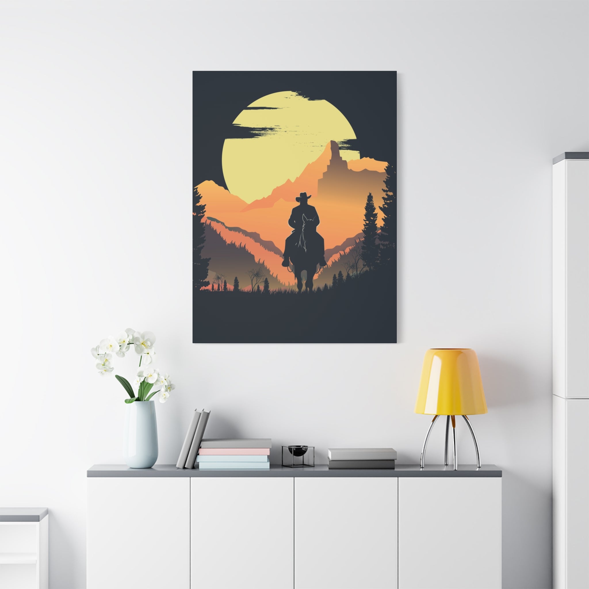 canvas-wall-art-cowboy-western-wall-decor-matte-stretched-print-rustic-southwestern-home-decoration-texas-desert-landscape