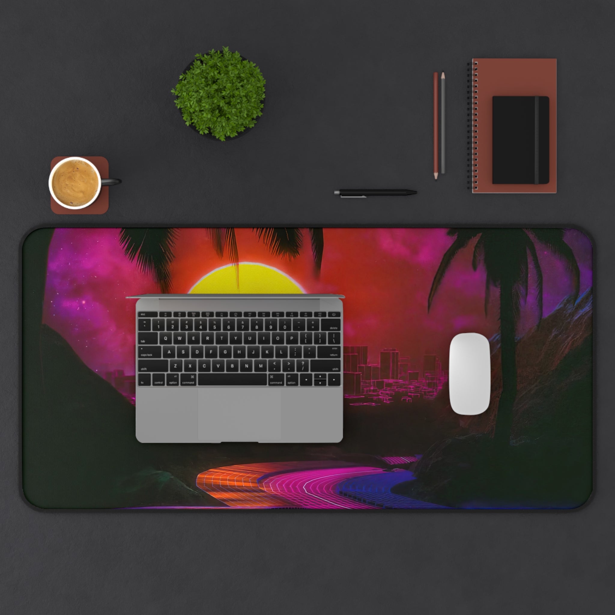 vibrant-vaporwave-los-angeles-mouse-pad-retrowave-delorean-desk-mat-neon-synthwave-desk-pad-vaporwave-sun-and-mountains-vapor