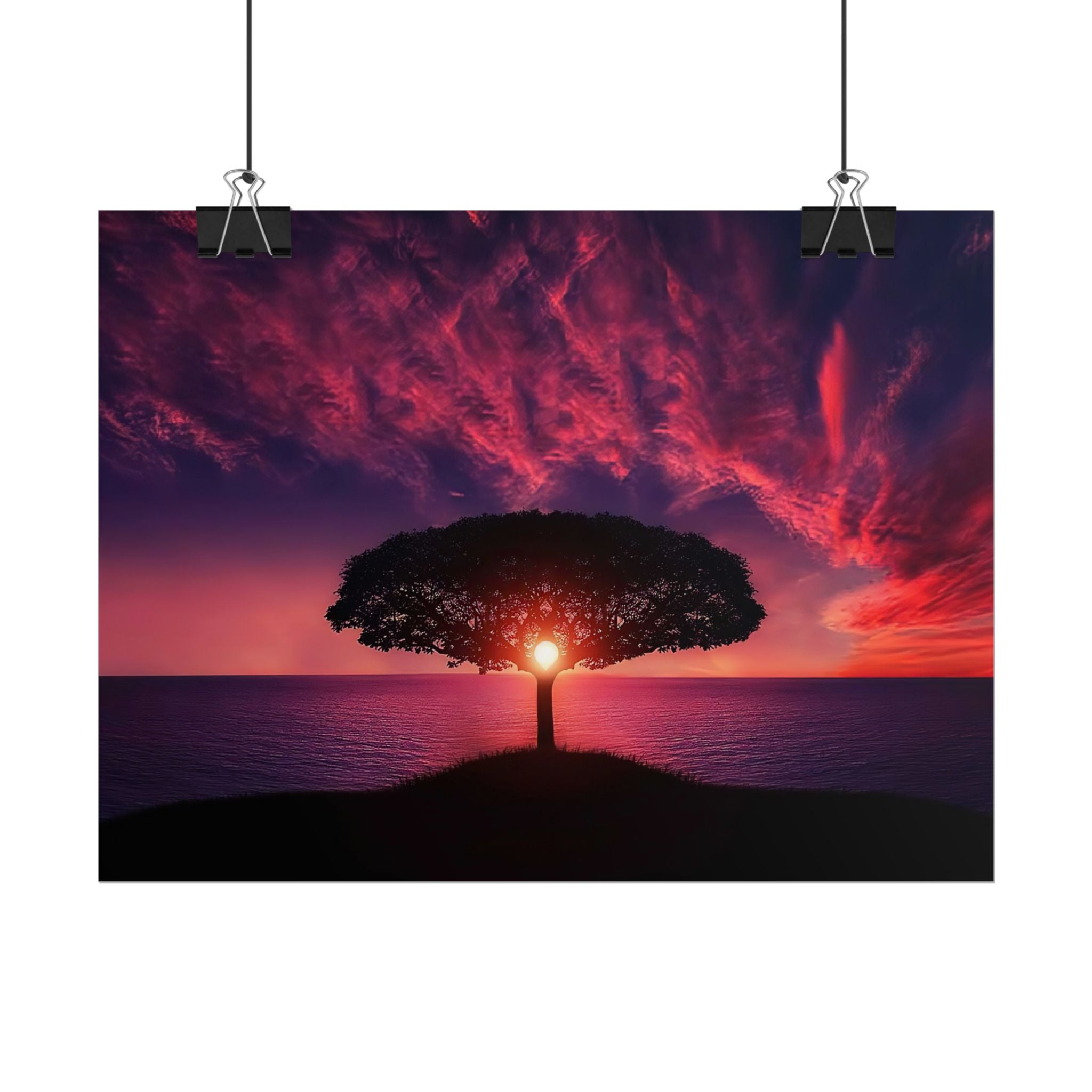 Panoramic Sunset Poster Print, Tree Wall Art, Scenery Decor, Exra Large Wall Art, Canvas Art Print, Landscape, Nature Wall Decor