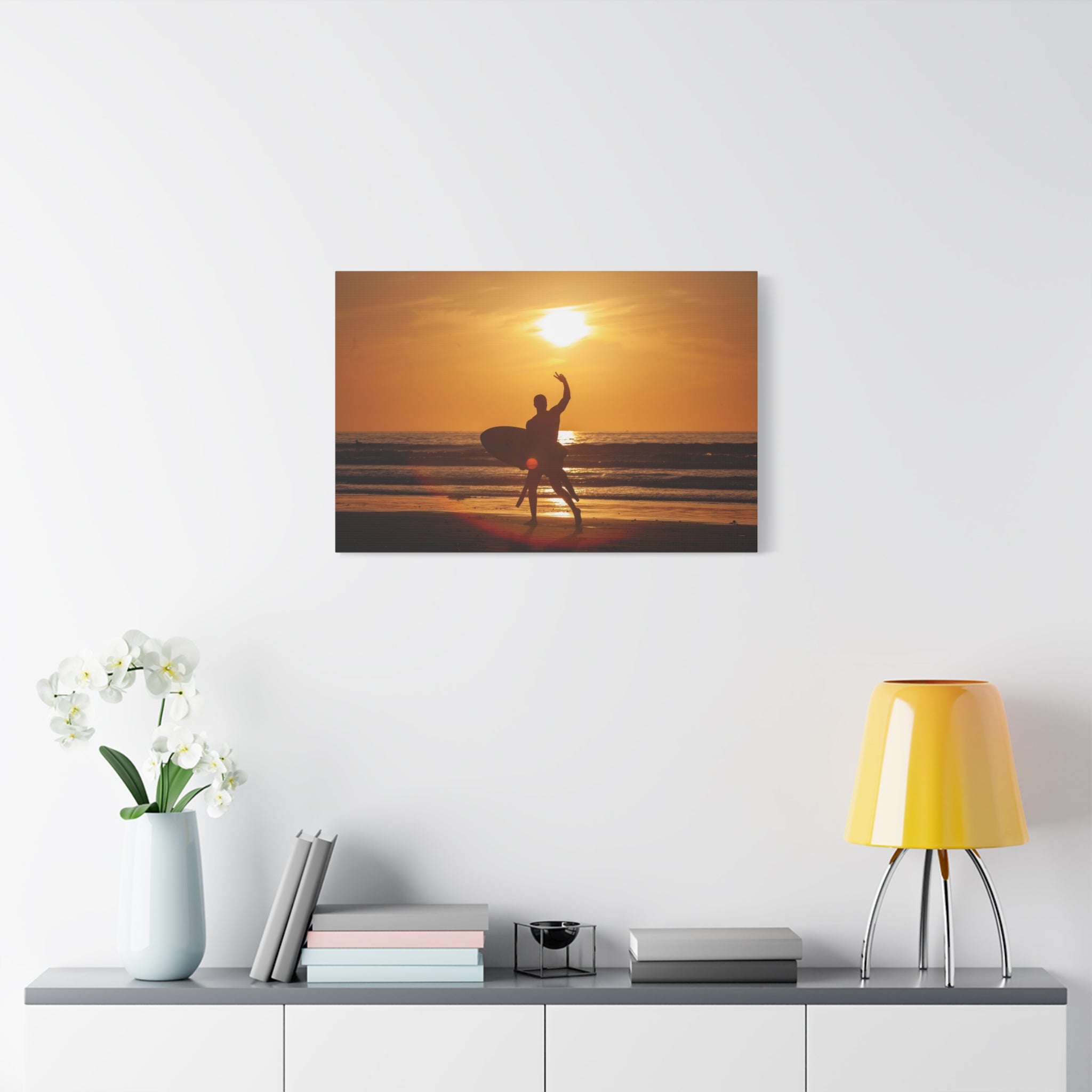 canvas-wall-art-print-beach-surfing-sunset-silhouette-decor-matte-stretched-coastal-home-decoration-ocean-waves-picture
