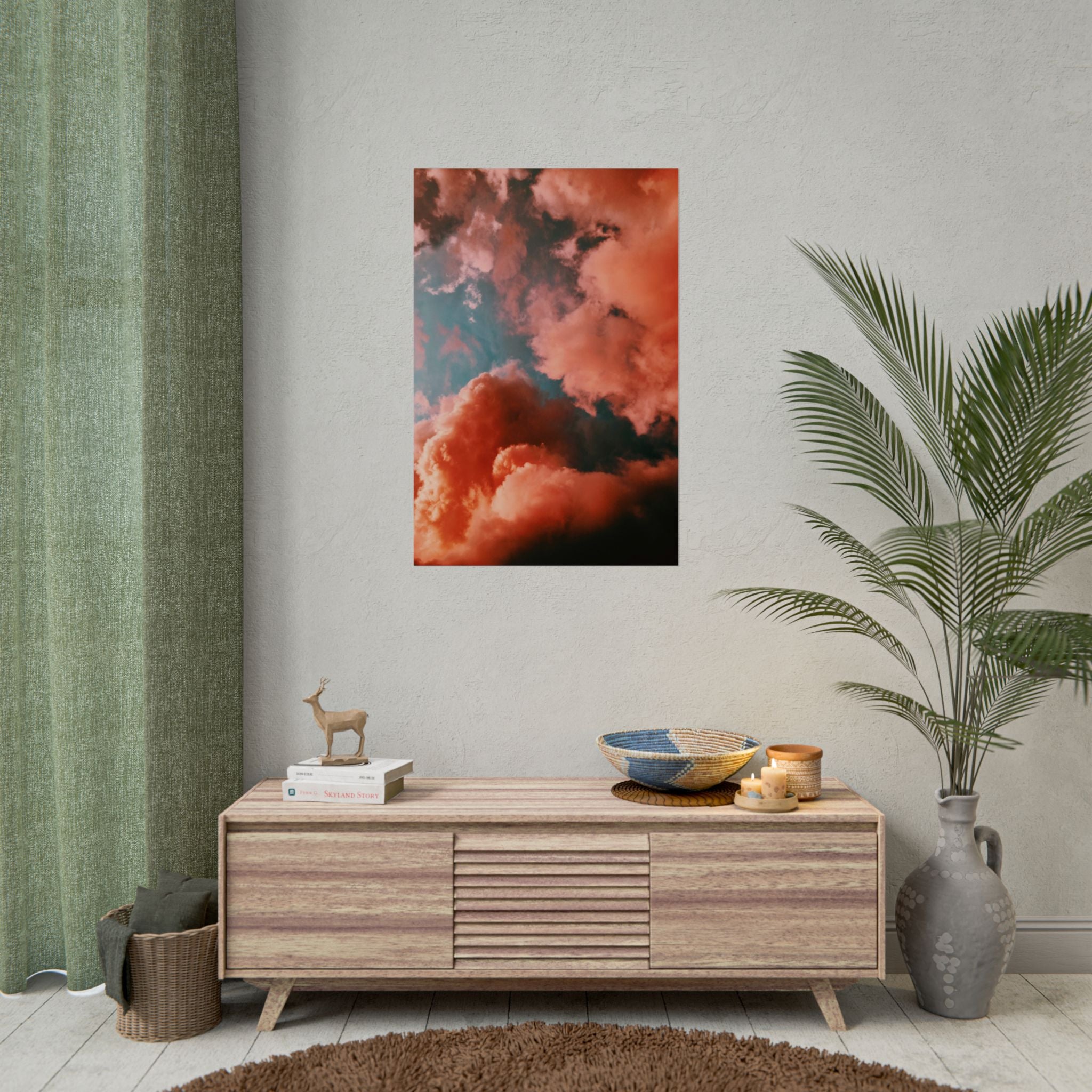 pinkish-cloud-sunset-poster-print-pink-wall-art-sunset-artwork-home-wall-decor-room-decoration-wall-hanging