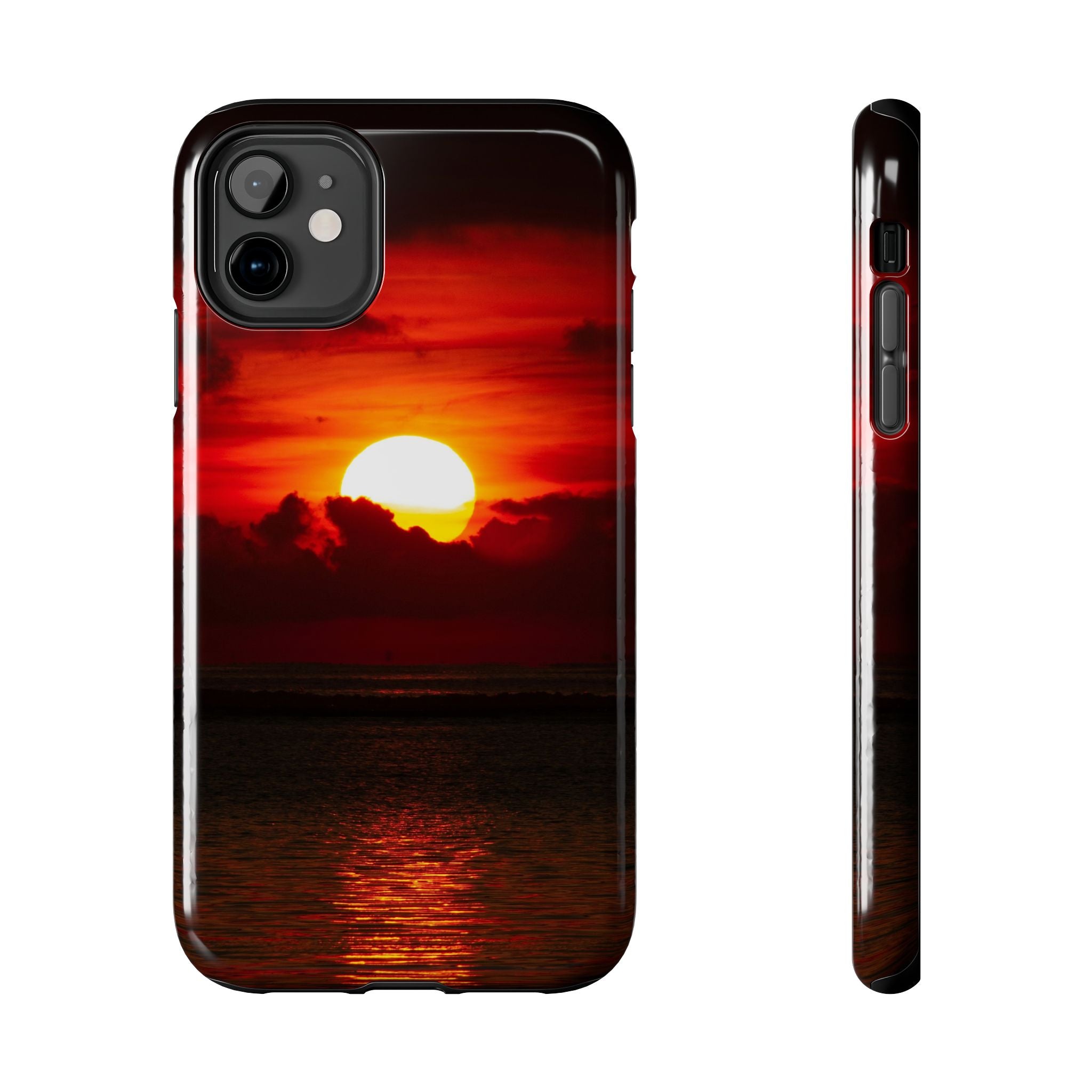 iPhone Tough Case - Red Sunset, Protective Phone Cover, Durable Smartphone Case, Hard Shell Phone Case, Sunset Lover Gift, Red Phone