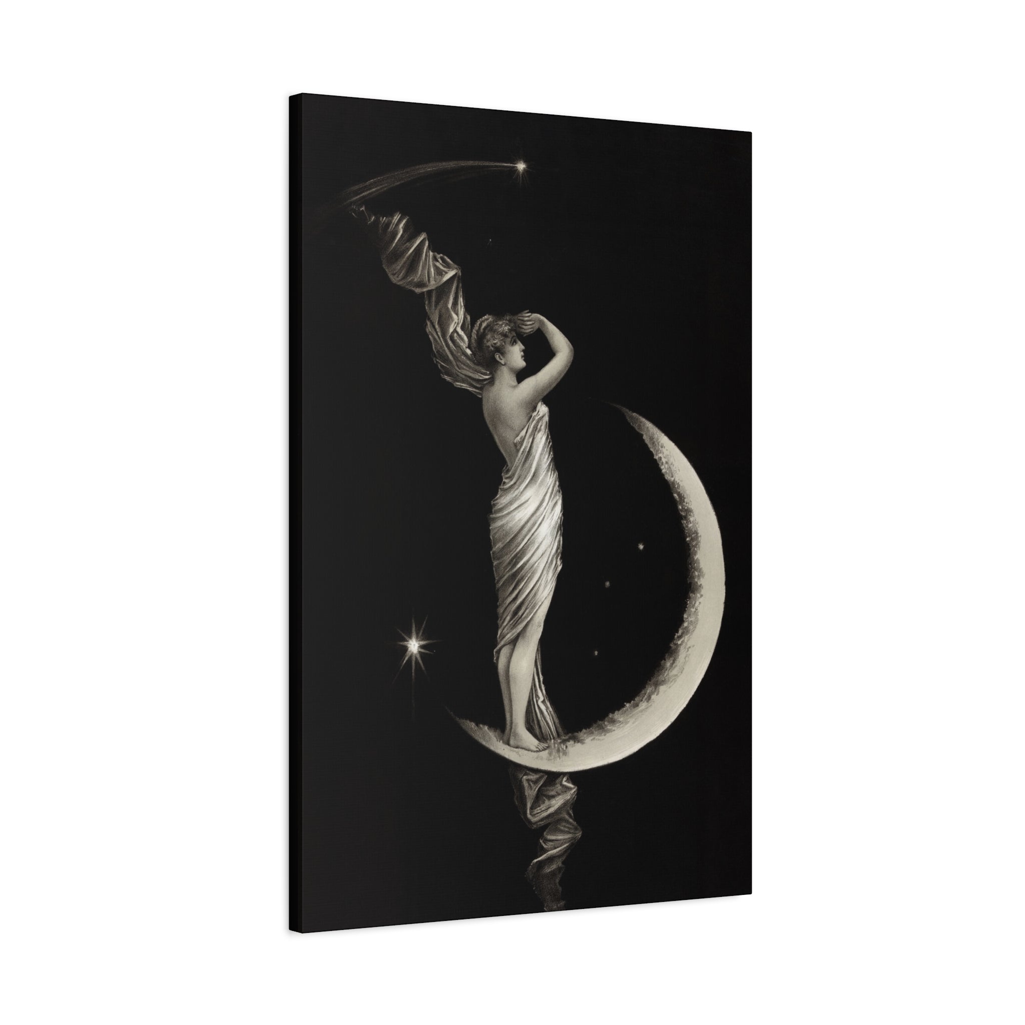 canvas-print-the-universal-favorite-1889-by-geo-h-walker-black-and-white-retro-art-moon-decor-comet-art-matte-canvas