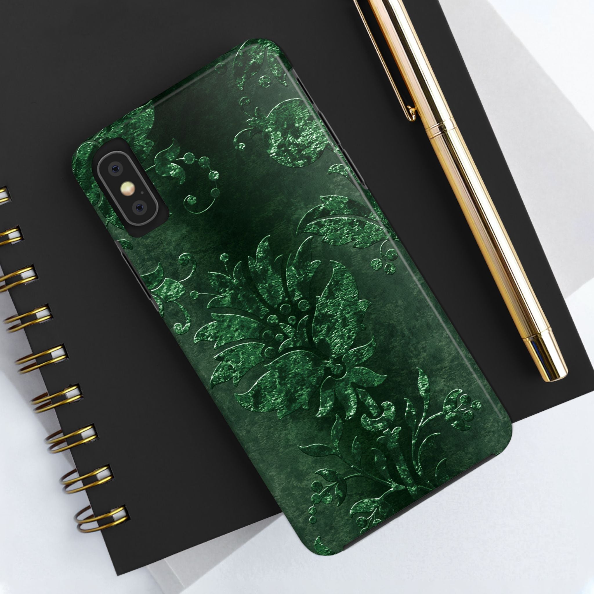 embossed-emerald-velvet-tough-iphone-case-protective-iphone-cover-heavy-duty-iphone-case-rugged-phone-case-durable-smartphone