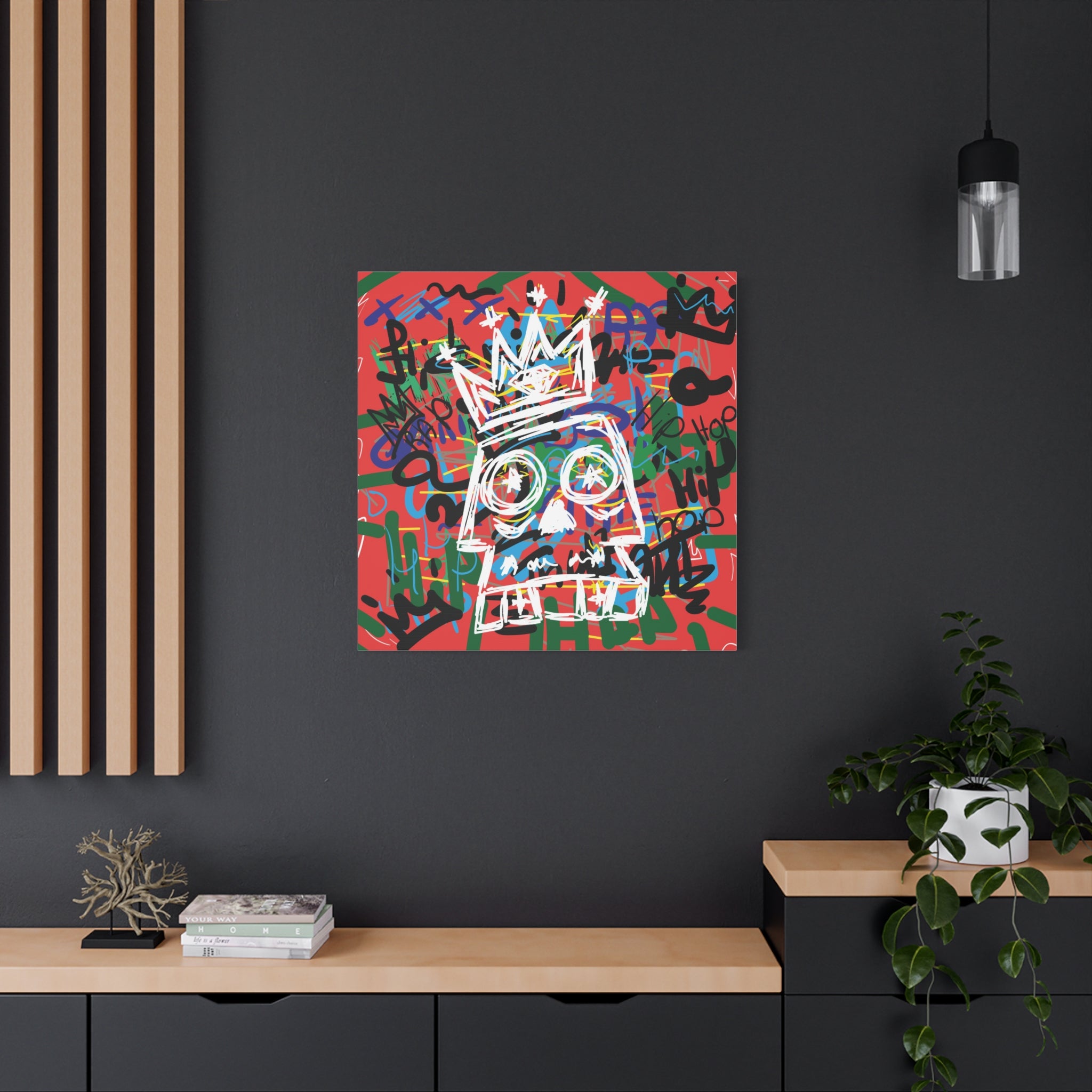 canvas-print-skull-with-crown-hip-hop-doodle-living-room-decor-graffiti-art-wall-art-poster-home-decoration-unique-gift