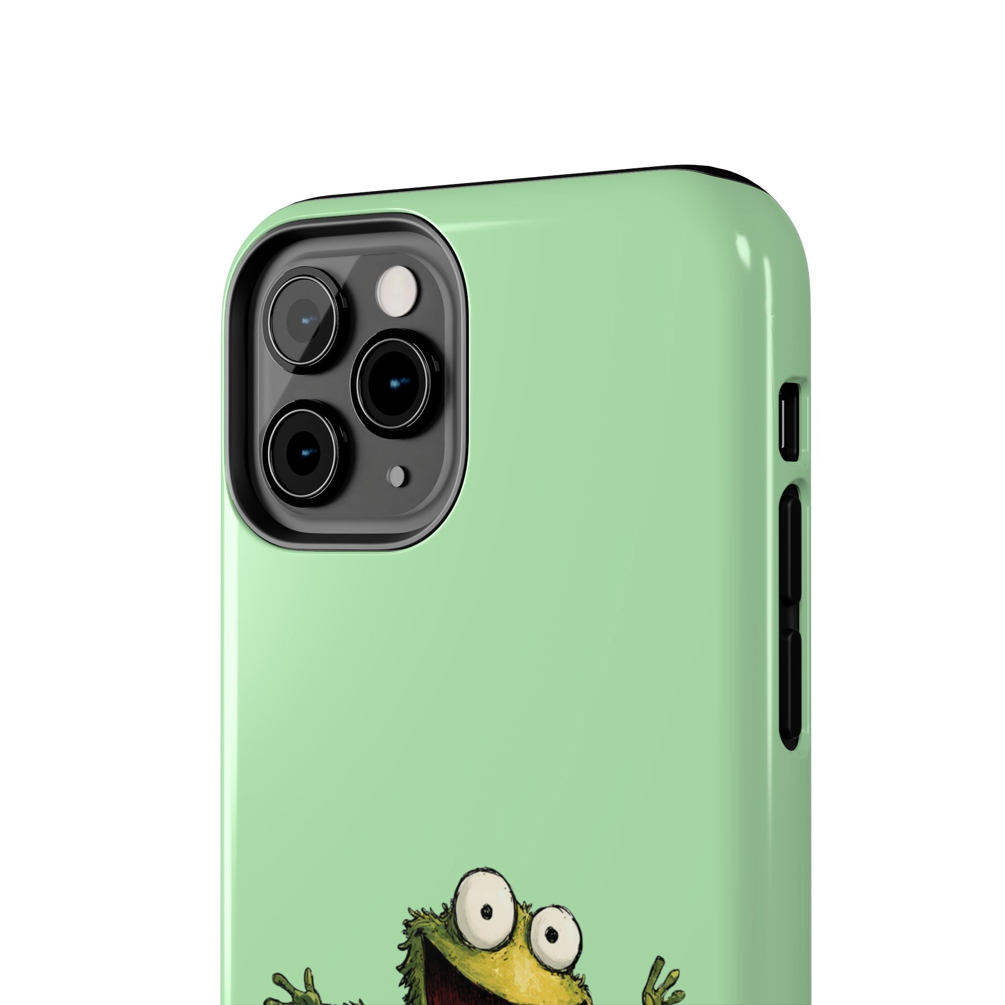 Quirky Funny Frog iPhone Tough Case - Kawaii Animal Phone Cover - Frog Protective Phone Cover - Green iPhone Case