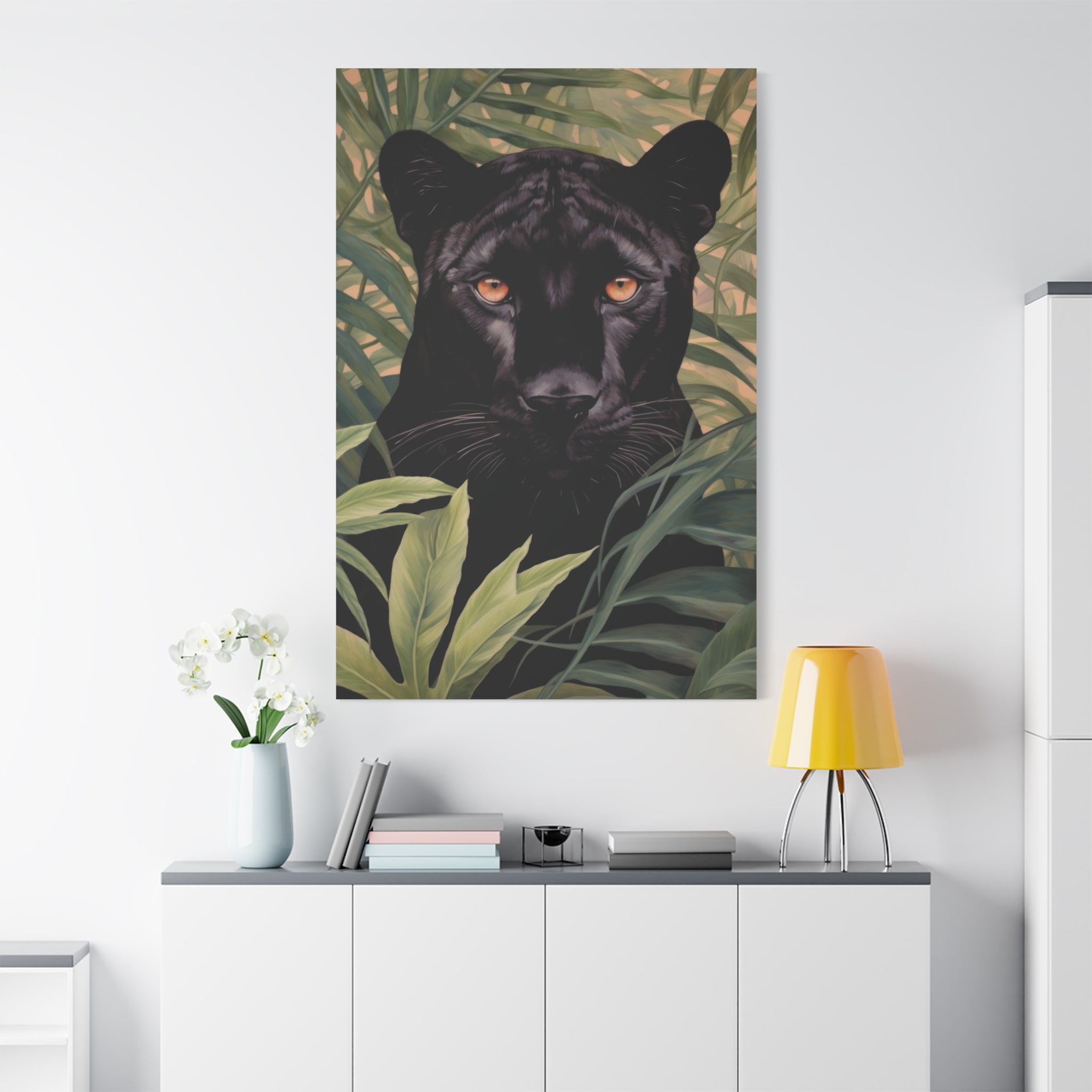 canvas-wall-art-black-panther-in-jungle-african-animal-decor-print-matte-stretched-canvas-wall-hanging-wildlife-theme
