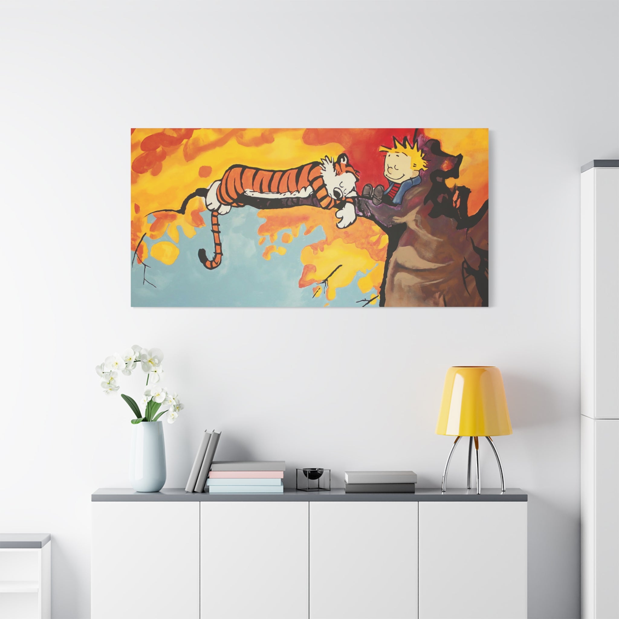 Calvin and Hobbes Canvas Wall Art - Nostalgic Comic Strip Poster for Nursery & Kids Room Decor - Friendship Theme Gift Idea