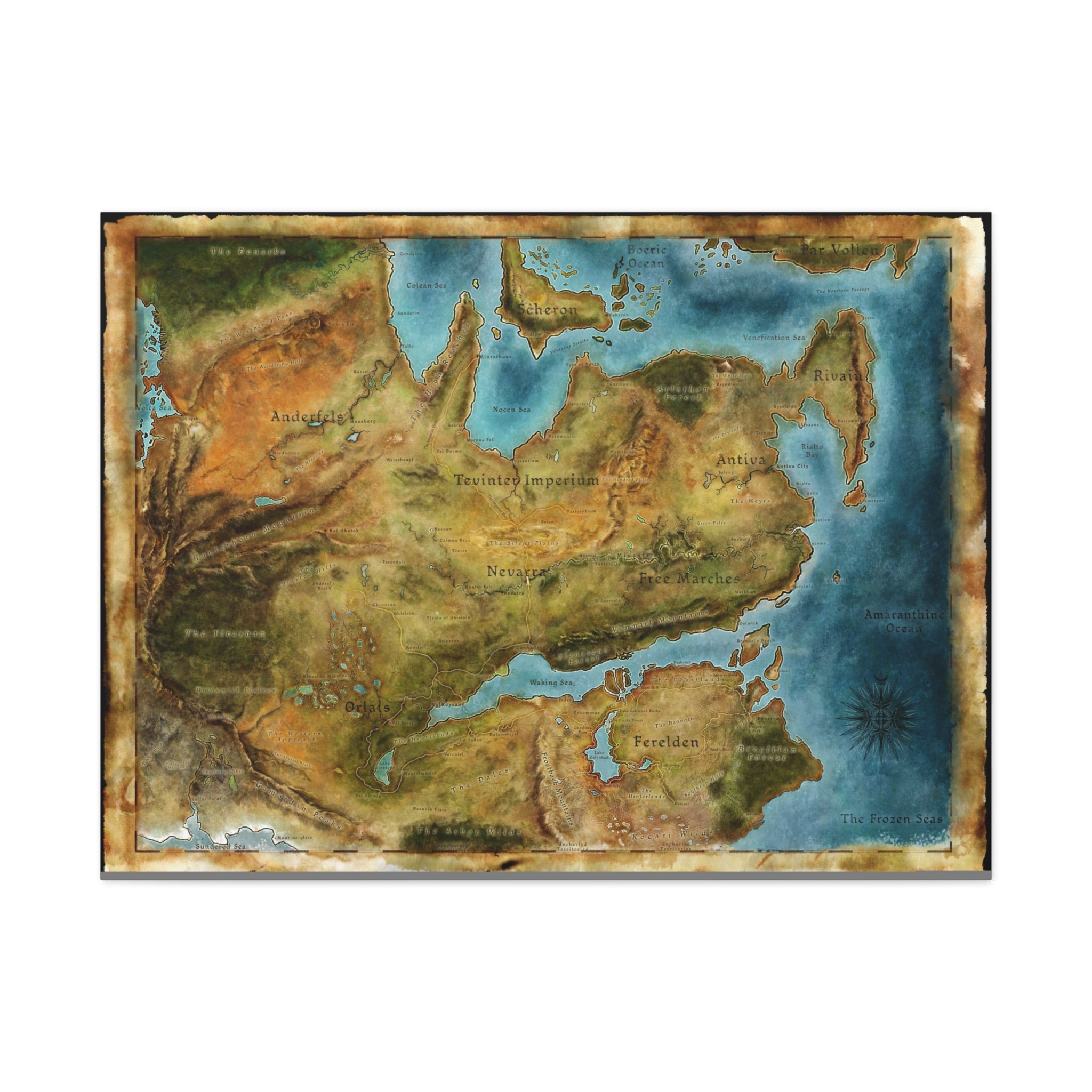 Dragon Age World Map Canvas Art - Fantasy Decor for Gamers, Gaming Wall Decor, Dragon Age Canvas Print