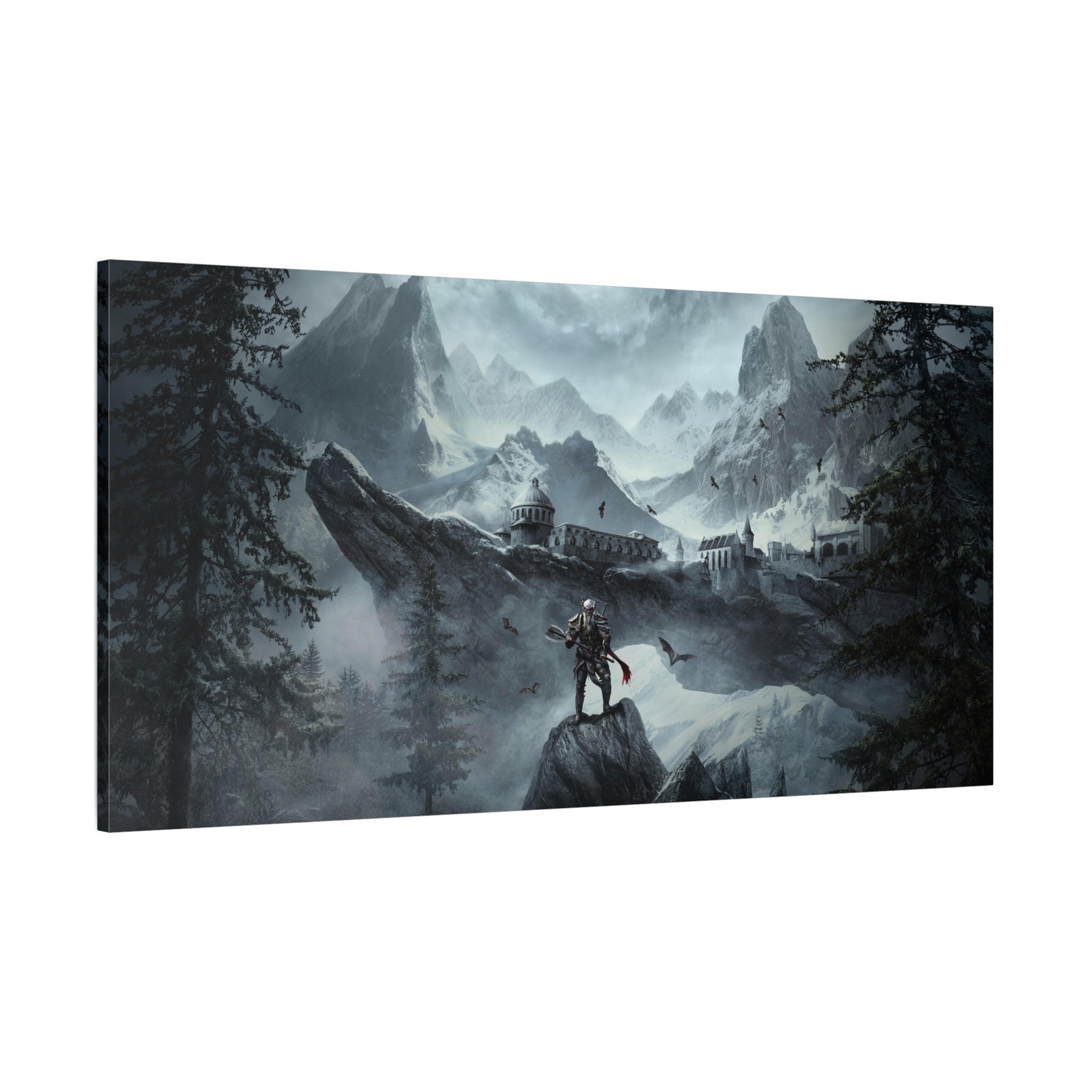 The Elder Scrolls Skyrim Canvas Wall Art - Dragon Game Canvas Print Room Decor, Viking Warrior Gaming Wall Art, Skyrim Gift