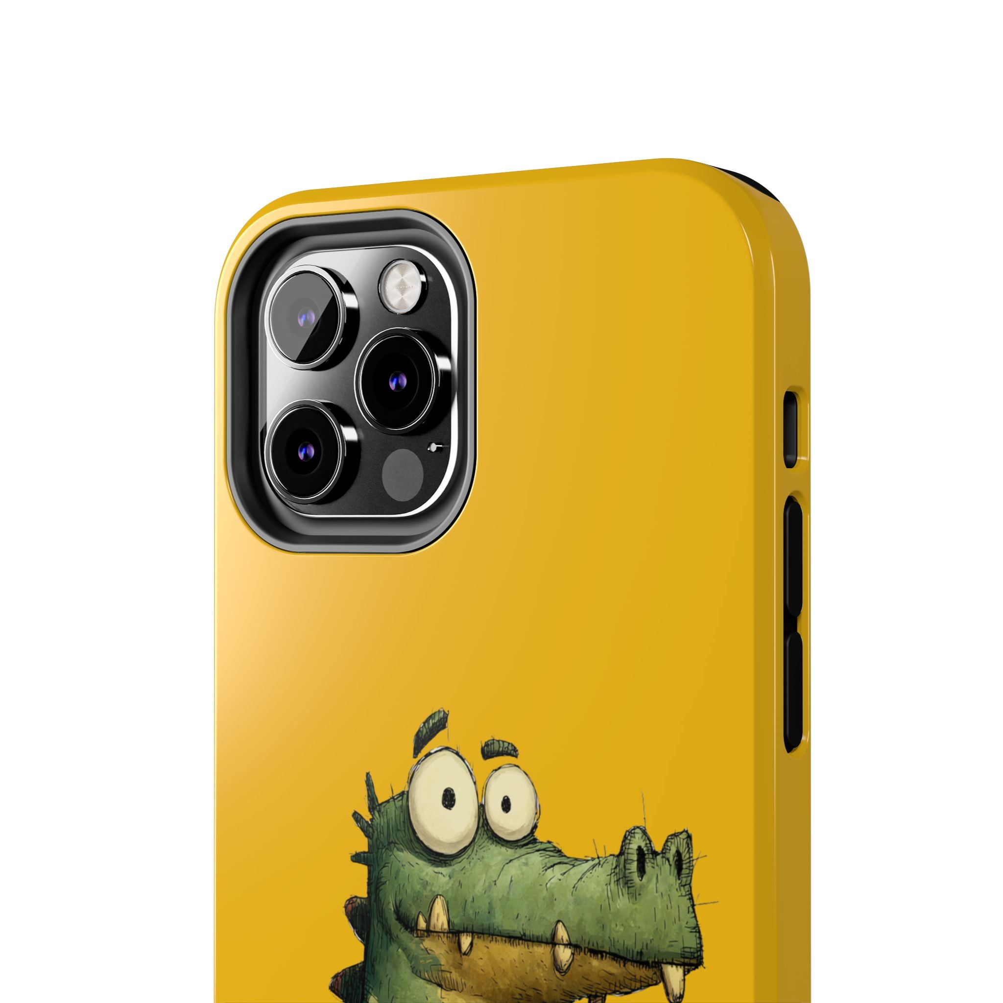 Quirky Funny Alligator iPhone Tough Case - Kawaii Animal Phone Cover - Crocodile Protective Phone Cover - Yellow iPhone Case