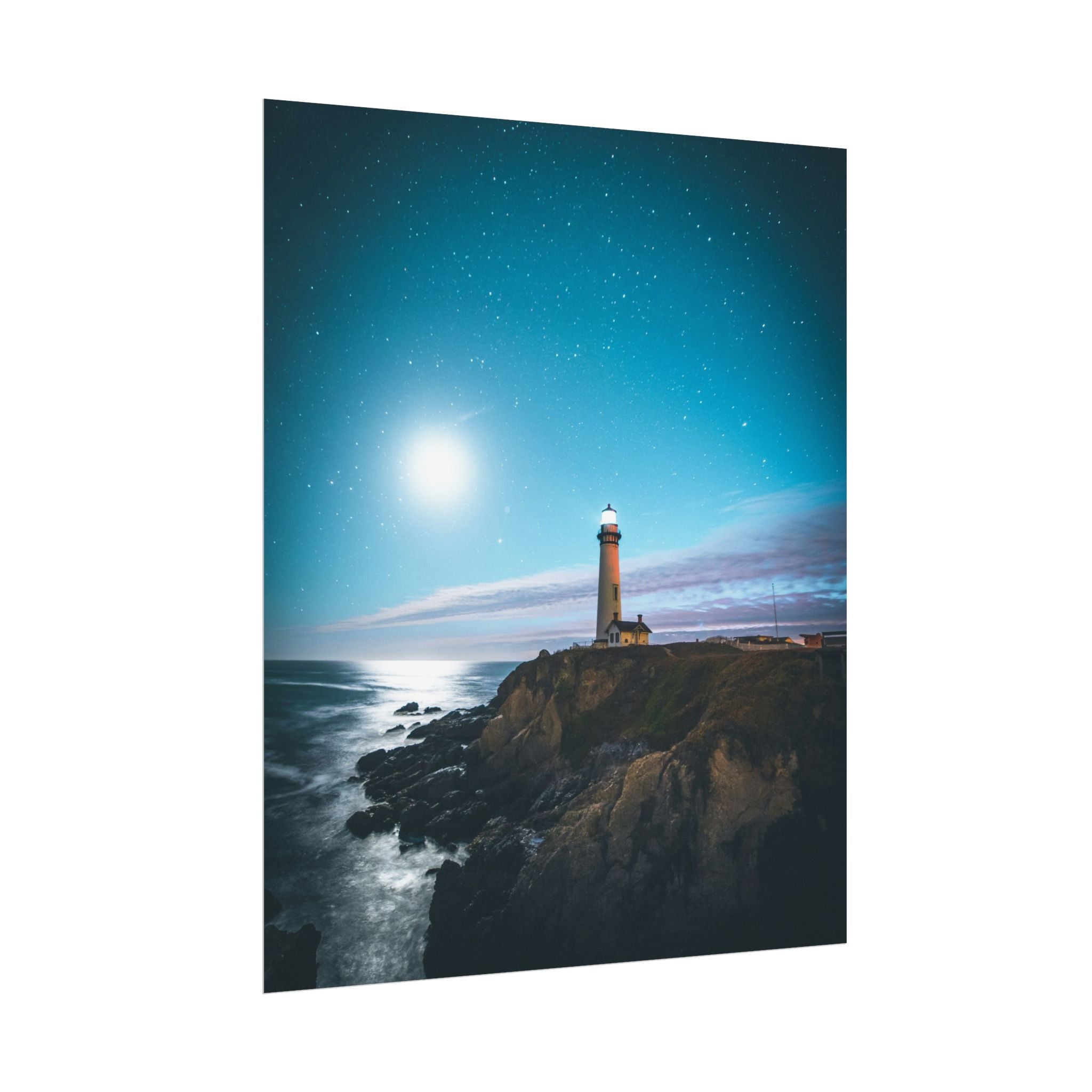 lighthouse-on-rock-poster-print-coastal-wall-art-nautical-wall-decor-beach-house-decoration-seaside-wall-ocean-wall-art