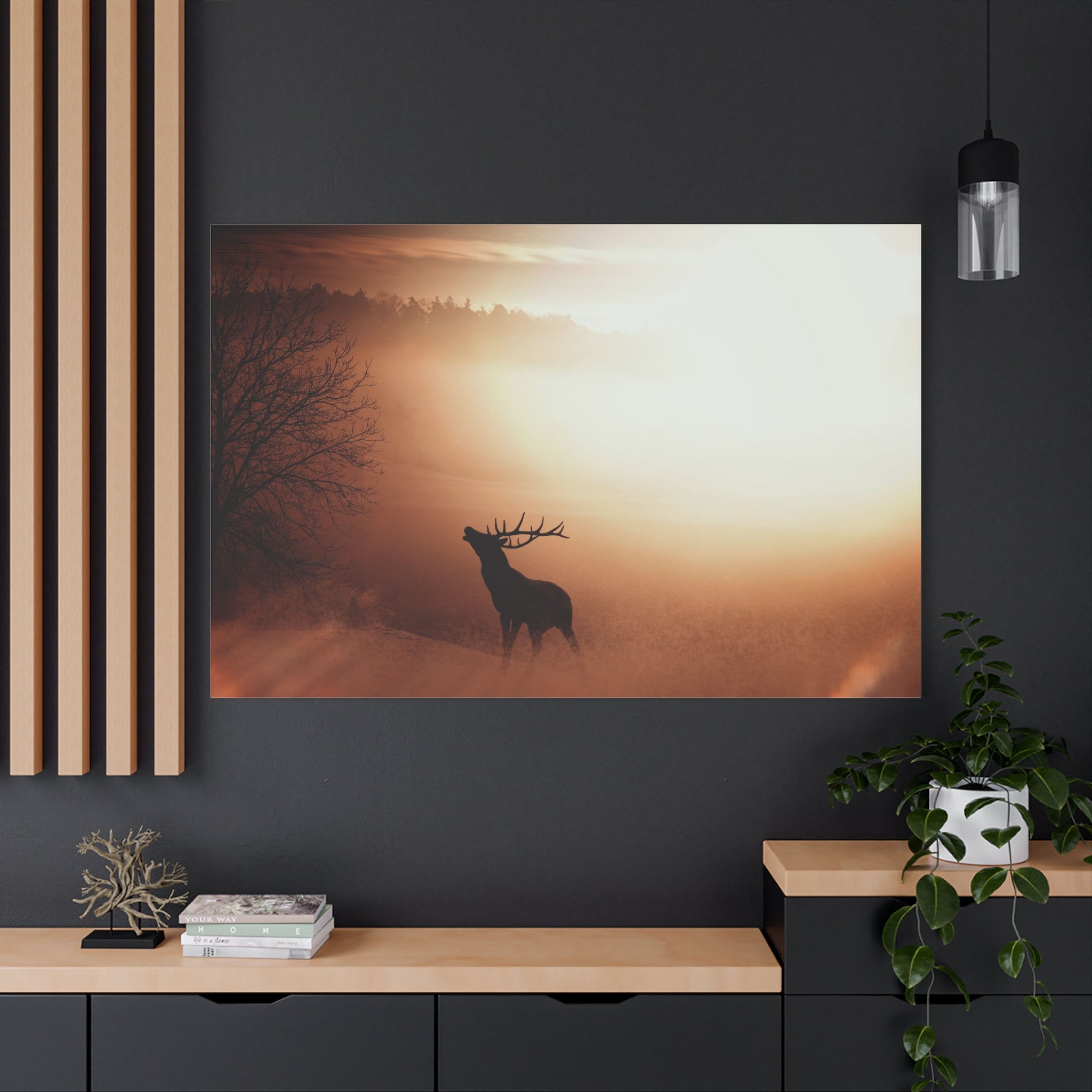 canvas-print-elk-in-forest-nature-home-decor-animal-wall-art-wildlife-decor-matte-stretched-canvas