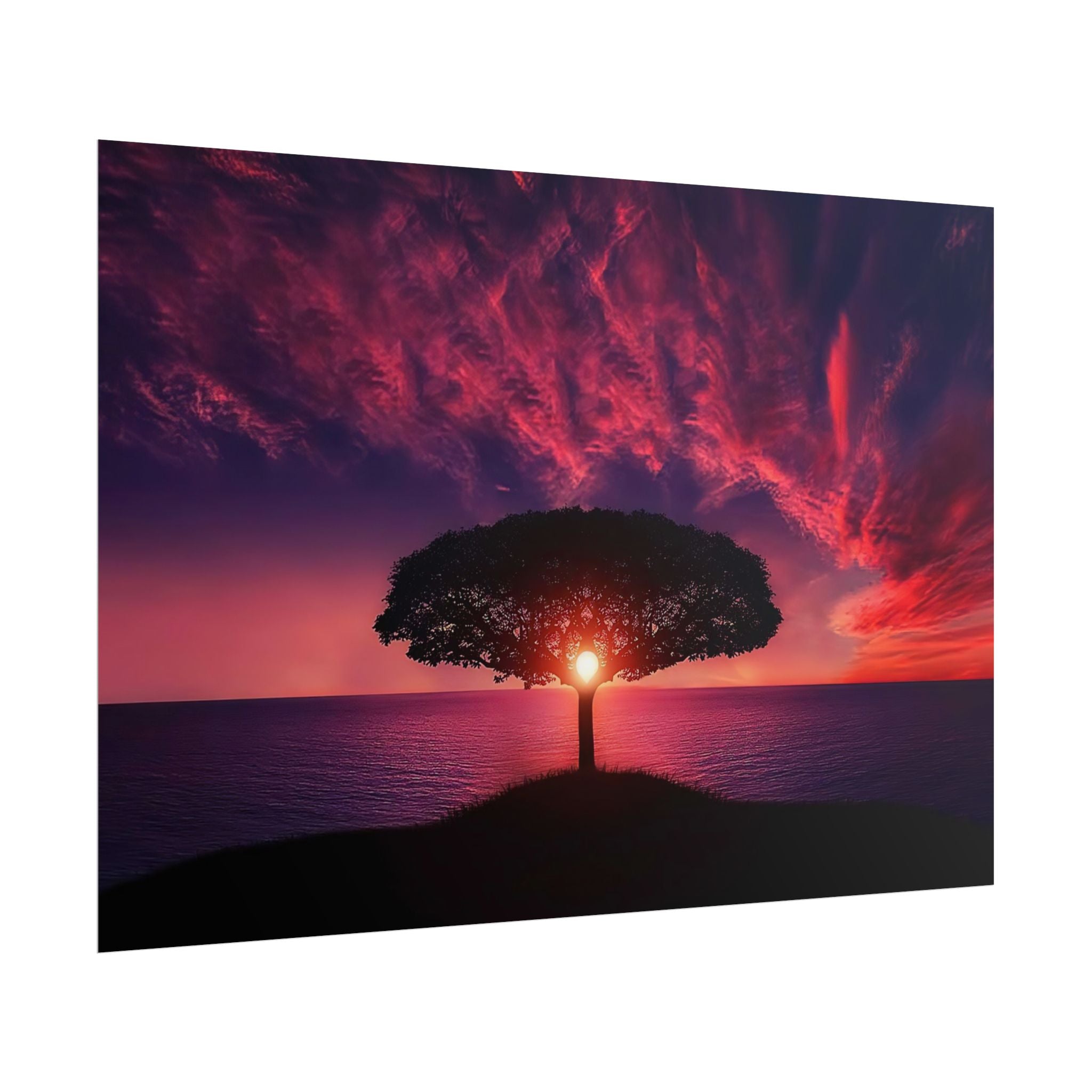 Panoramic Sunset Poster Print, Tree Wall Art, Scenery Decor, Exra Large Wall Art, Canvas Art Print, Landscape, Nature Wall Decor