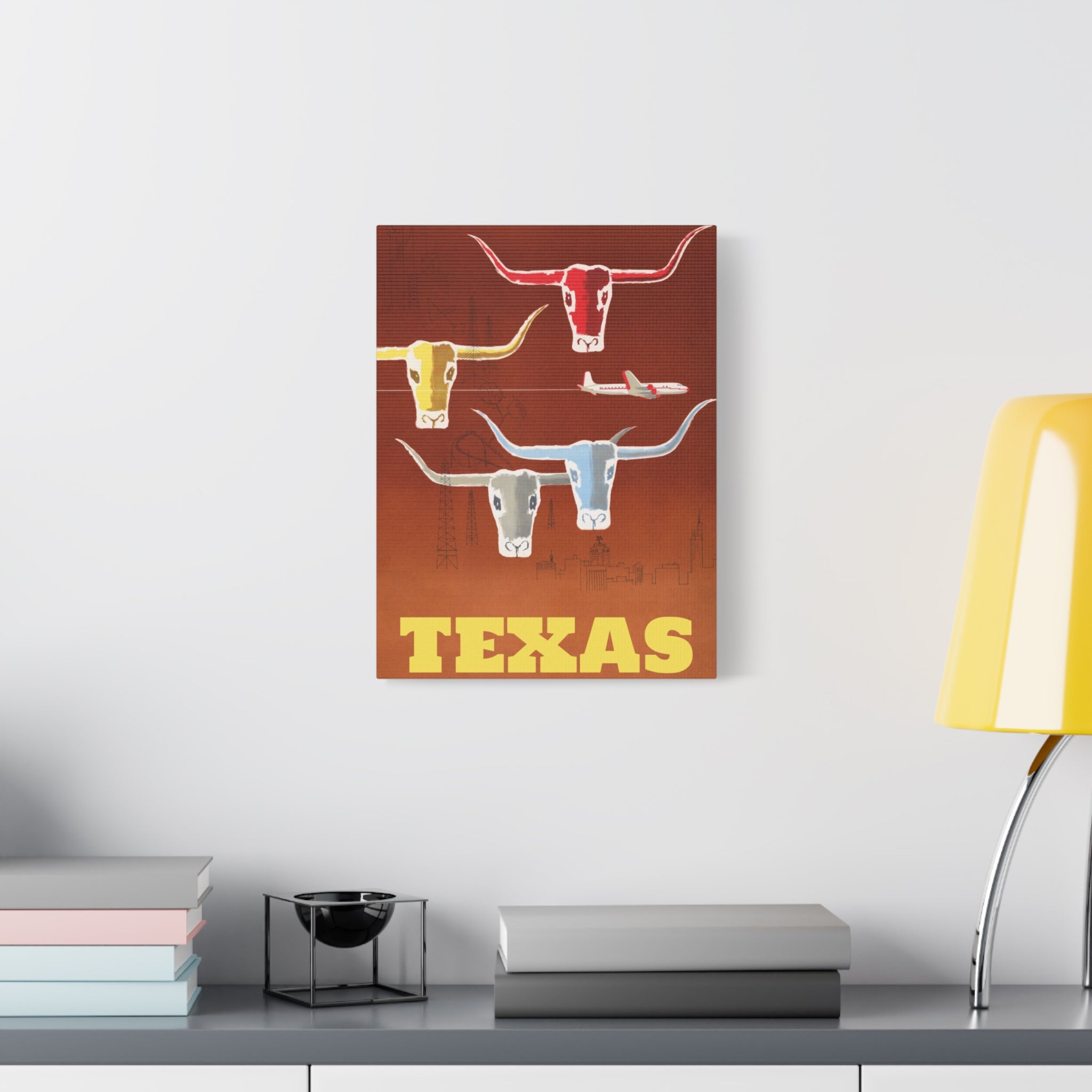 canvas-print-texas-travel-wall-art-texas-decor-longhorn-skull-matte-stretched-artwork-texas-gift-lone-star-state-souvenir