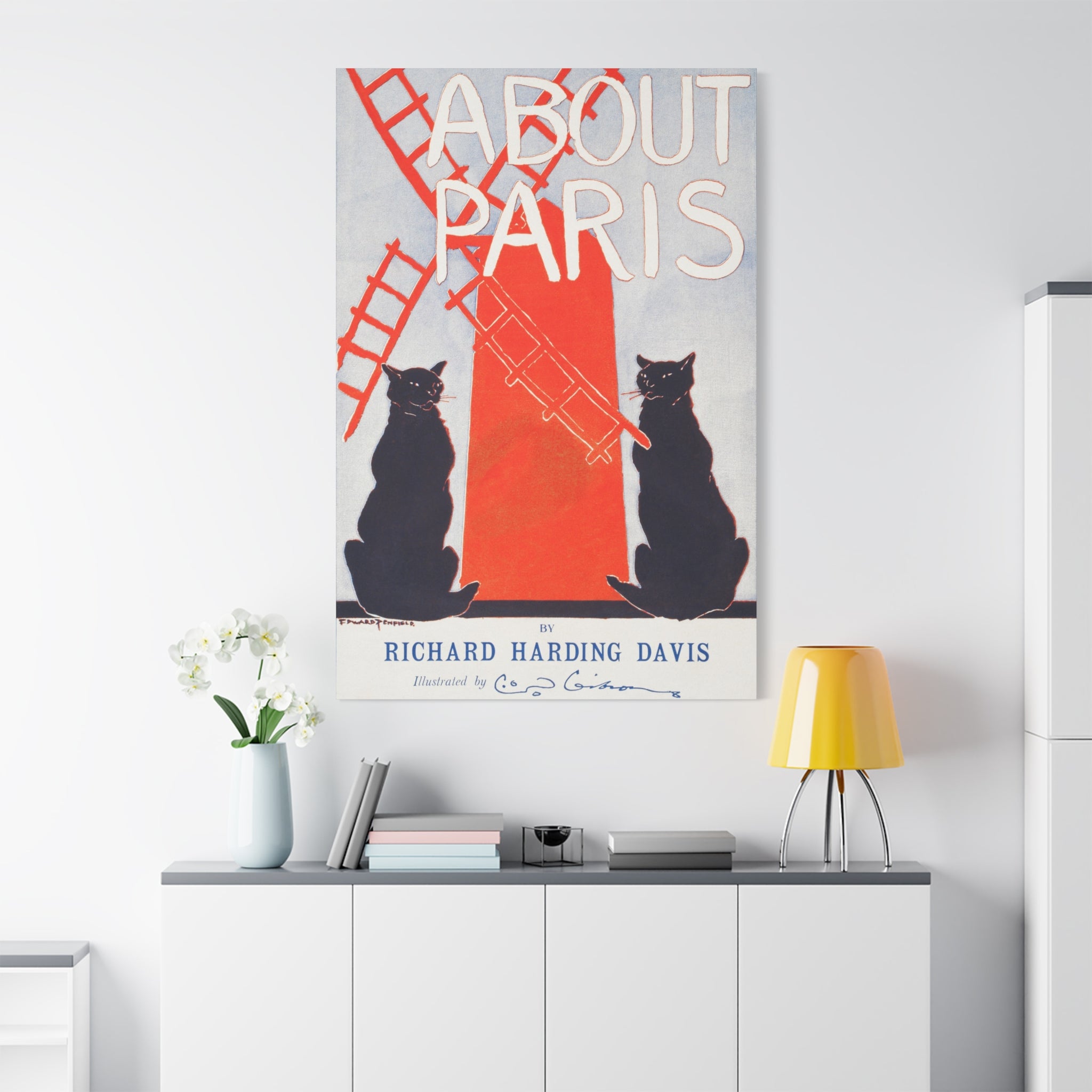 canvas-print-paris-decor-by-edward-penfield-matte-stretched-canvas-black-cats-living-room-home-decor-parisian-illustration