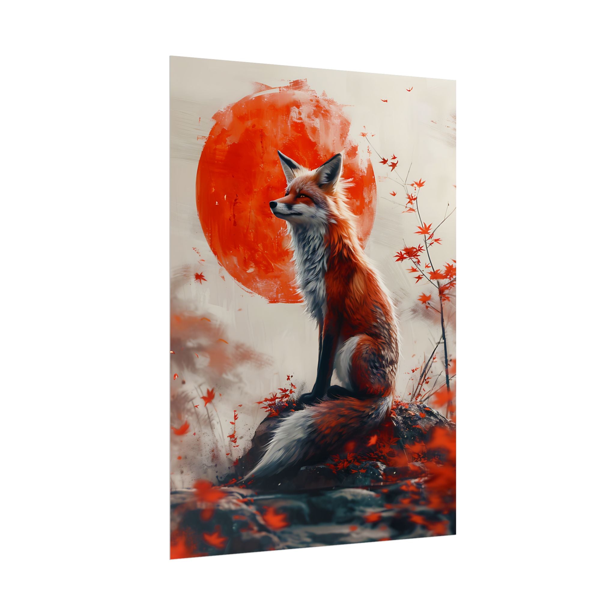 red-fox-poster-print-fantasy-decor-wildlife-wall-art-red-sun-home-decor-animal-lover-gift-nature-print-fantasy-art-decor