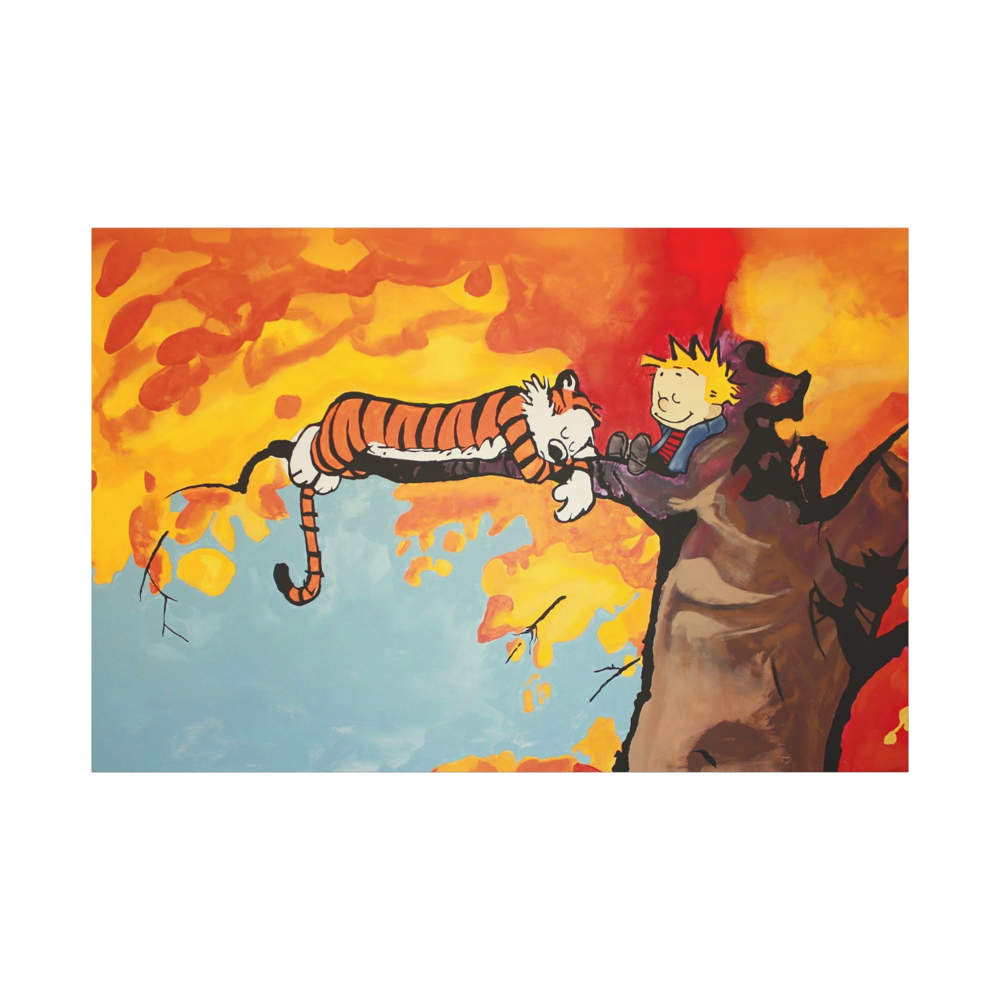 Calvin and Hobbes Canvas Wall Art - Nostalgic Comic Strip Poster for Nursery & Kids Room Decor - Friendship Theme Gift Idea