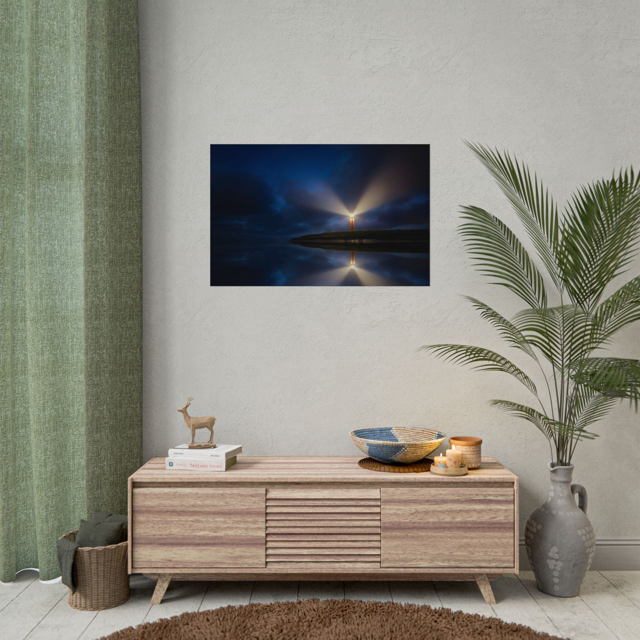 lighthouse-on-rock-poster-wall-art-coastal-wall-decor-nautical-decor-beach-house-decoration-seaside-wall