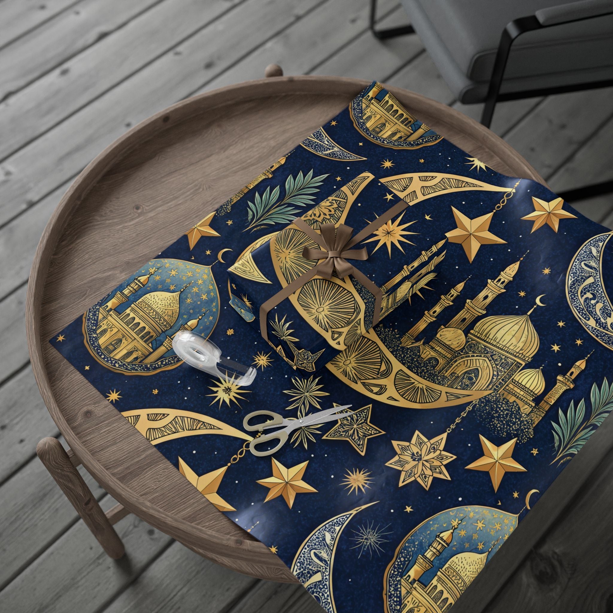 ramadan-night-wrapping-papers-islamic-crescent-moon-gift-wrap-mosque-silhouette-eid-holiday-supplies-festive-present-packagin