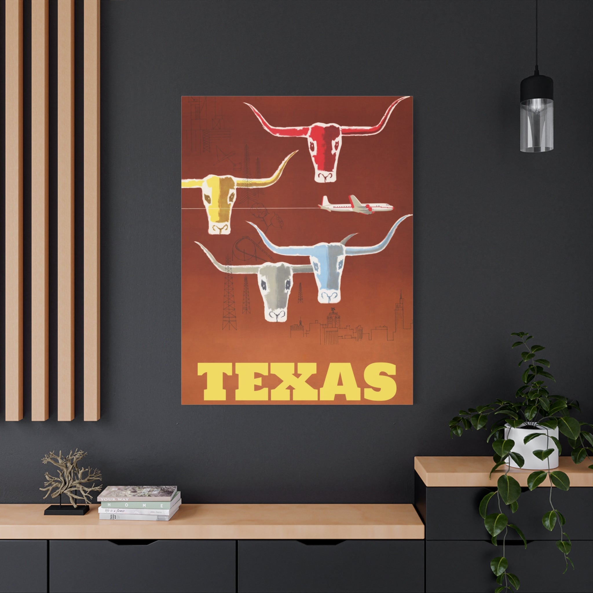 canvas-print-texas-travel-wall-art-texas-decor-longhorn-skull-matte-stretched-artwork-texas-gift-lone-star-state-souvenir
