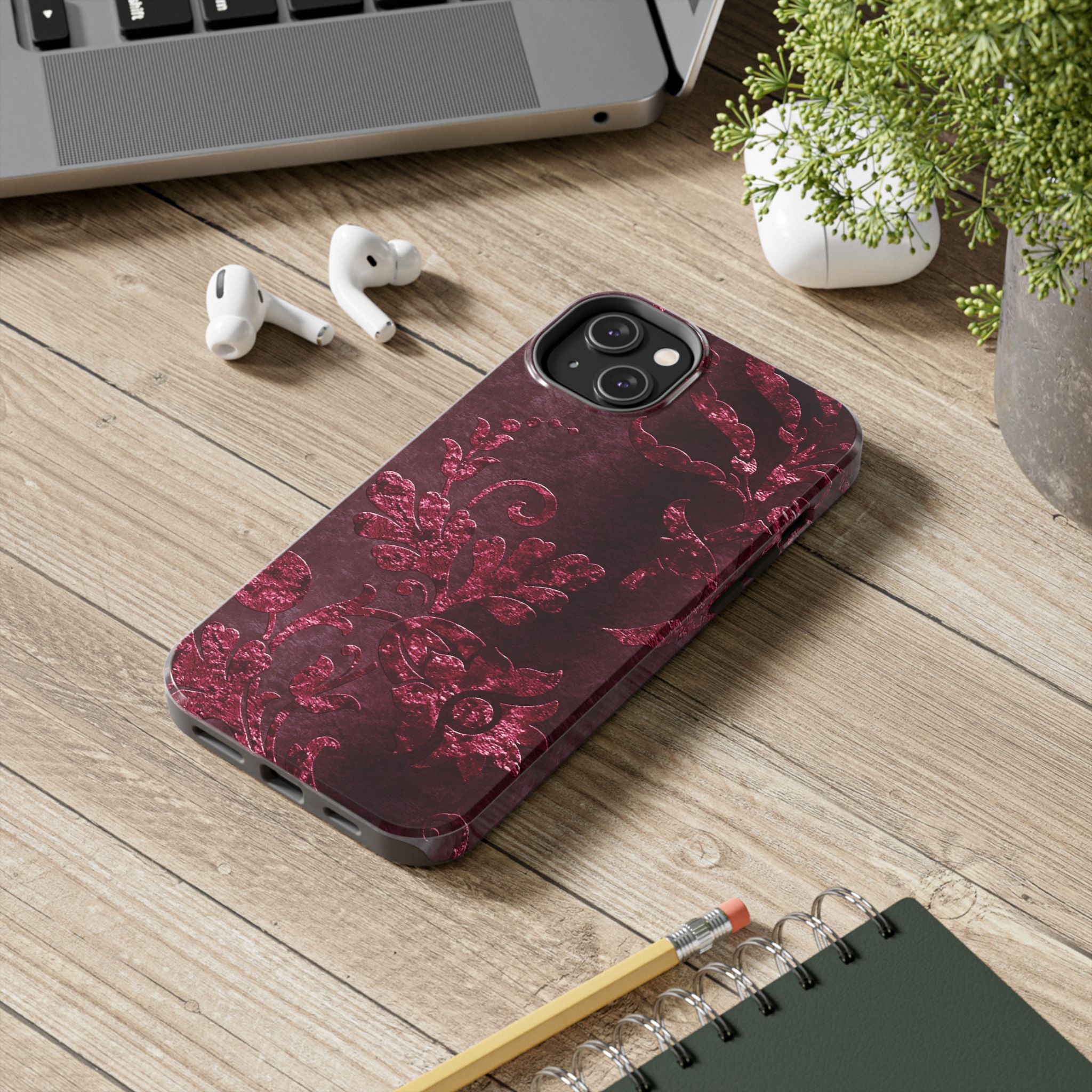 embossed-burgundy-velvet-tough-iphone-case-protective-iphone-cover-heavy-duty-iphone-case-rugged-phone-case-durable-smartphon