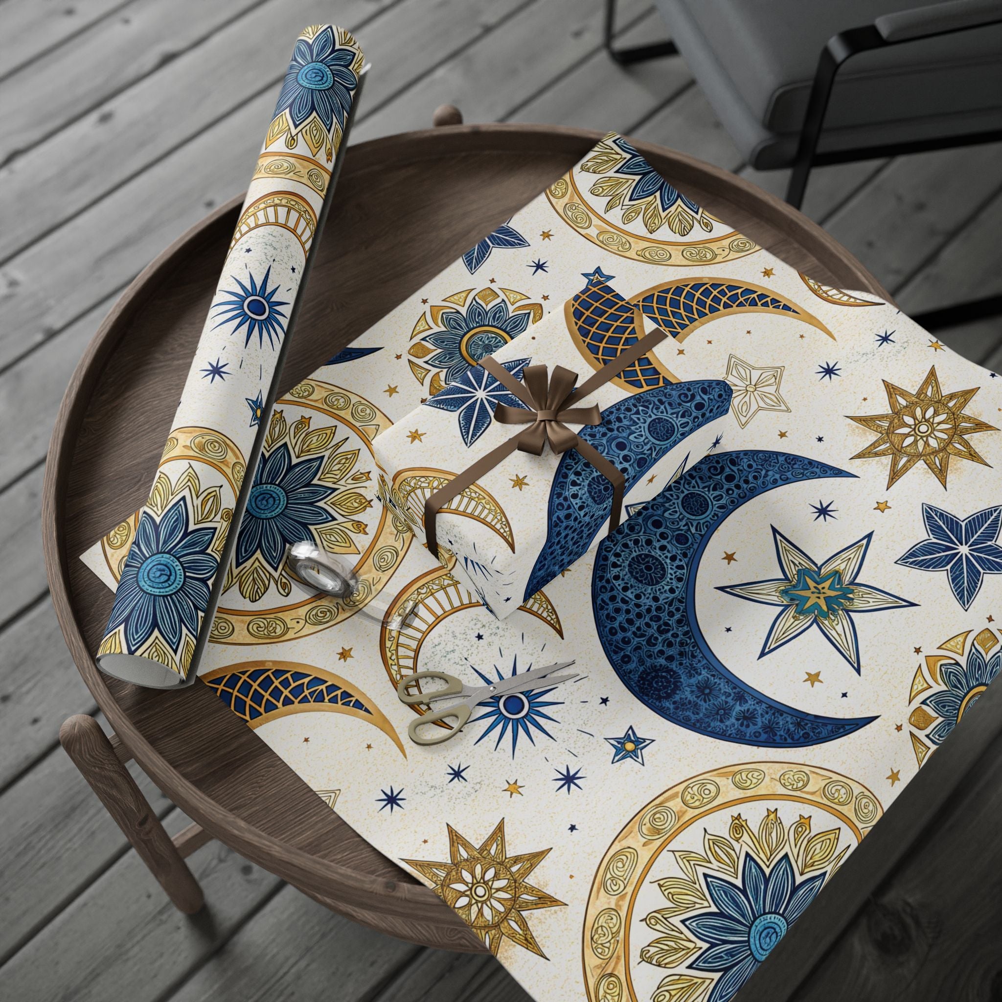 ramadan-night-wrapping-papers-islamic-crescent-moon-gift-wrap-mosque-silhouette-eid-holiday-supplies-festive-present-packagin