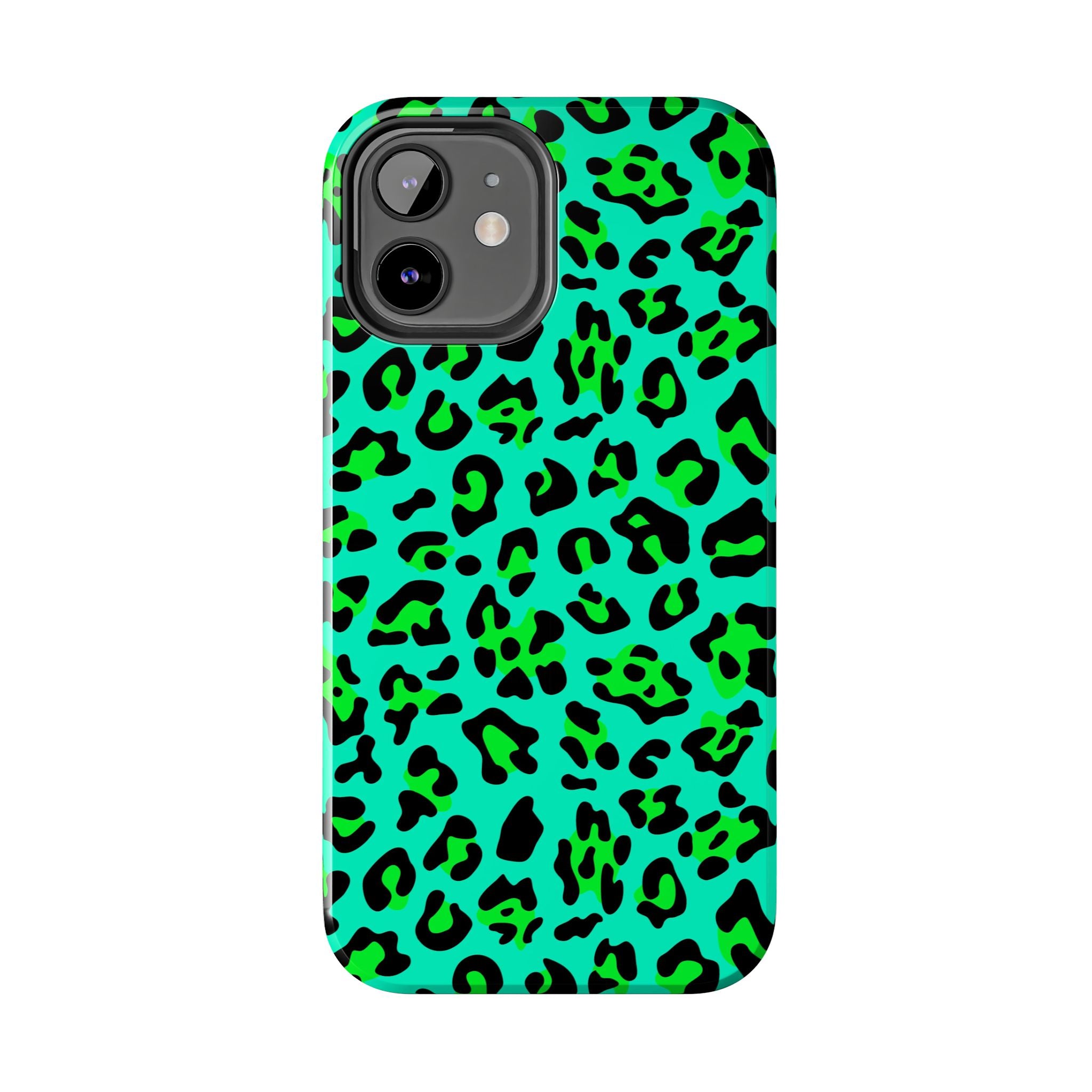 neon-green-teal-leopard-iphone-tough-case-stylish-phone-cover-protective-cellphone-case-trendy-smartphone-accessory-gift-for-