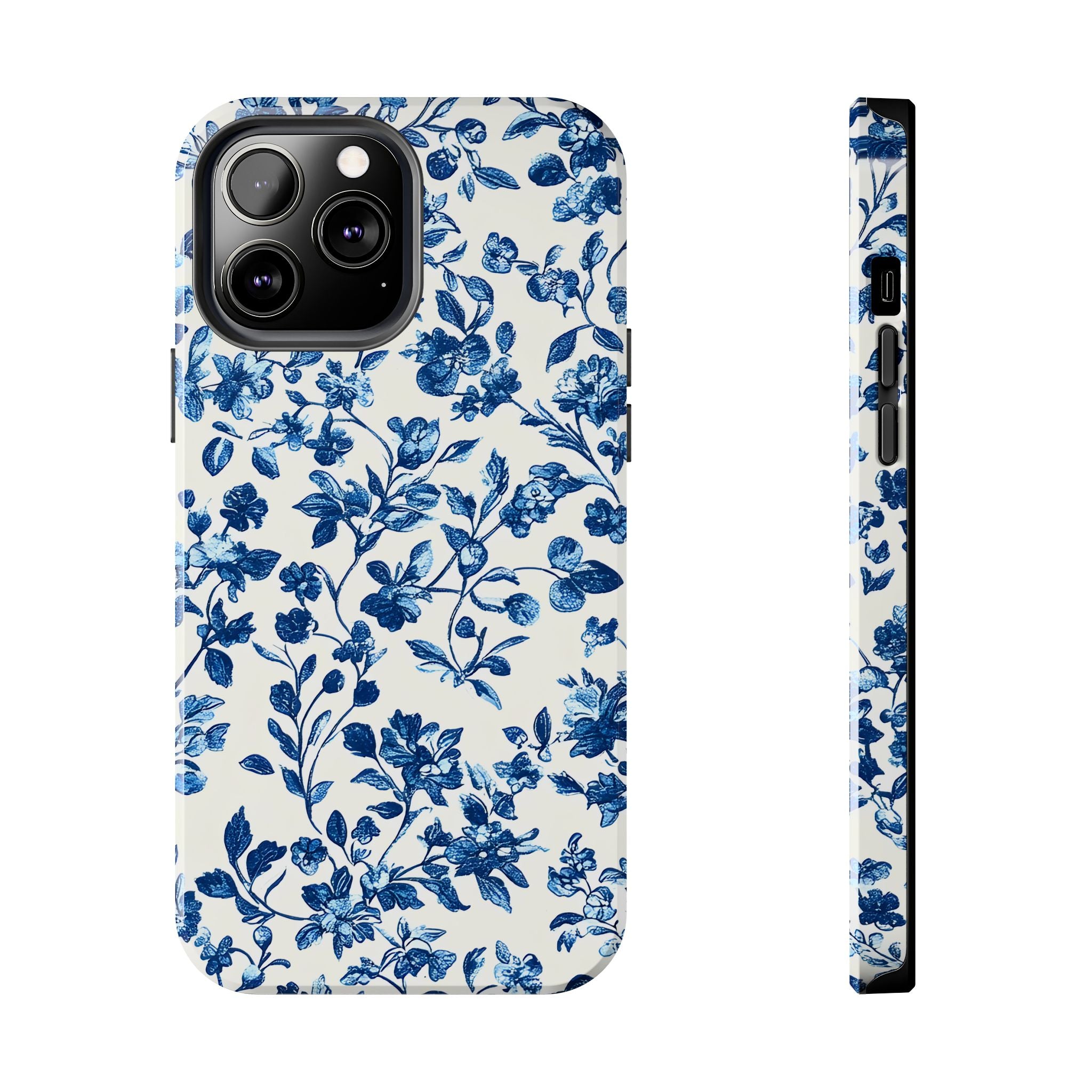 french-toile-floral-tough-phone-case-blue-phone-cover-protective-iphone-case-hard-shell-cellphone-case-vintage-design-phone-c