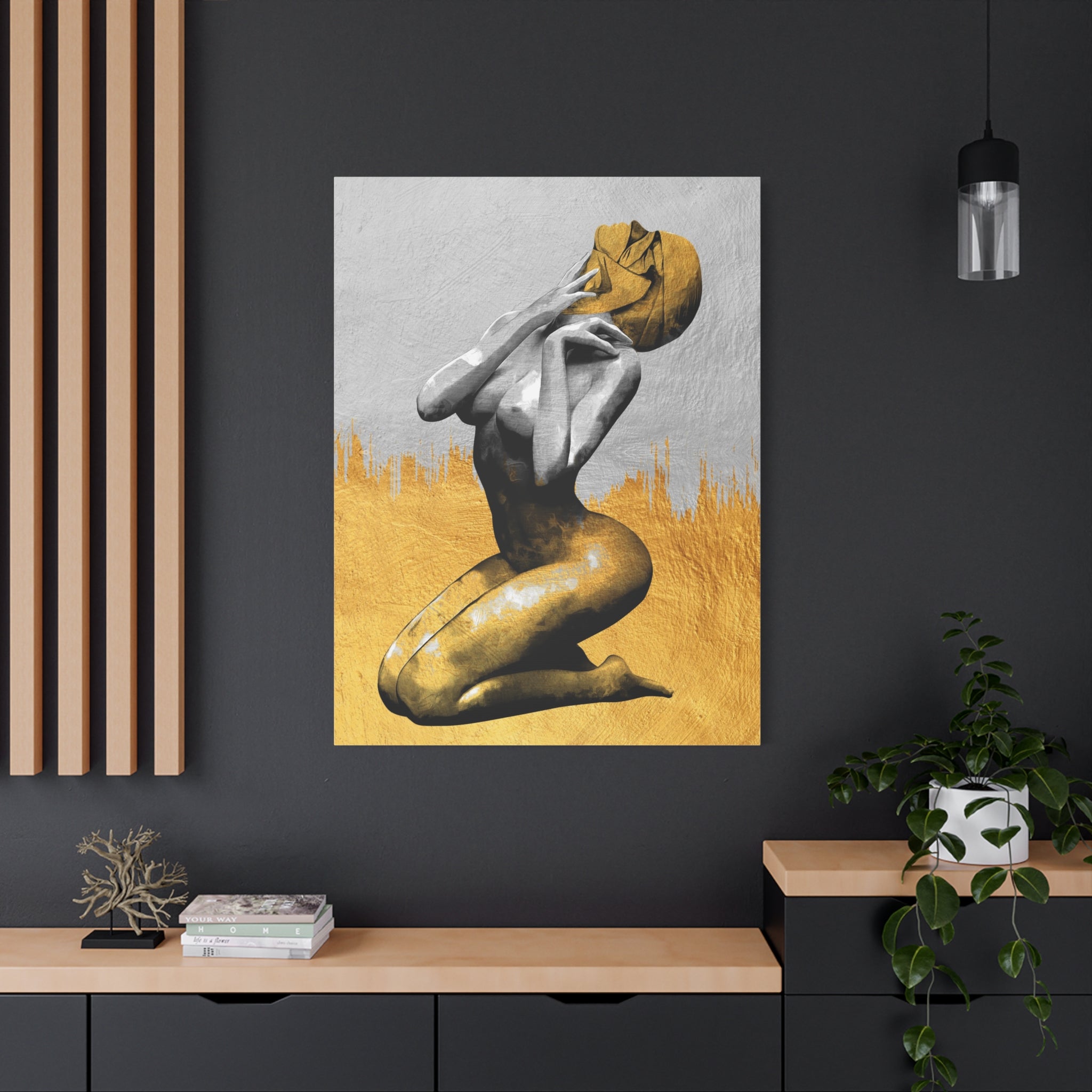 canvas-print-modern-art-nude-art-golden-decor-stretched-matte-canvas-wall-art-for-living-room-alternative-art-print-artwork