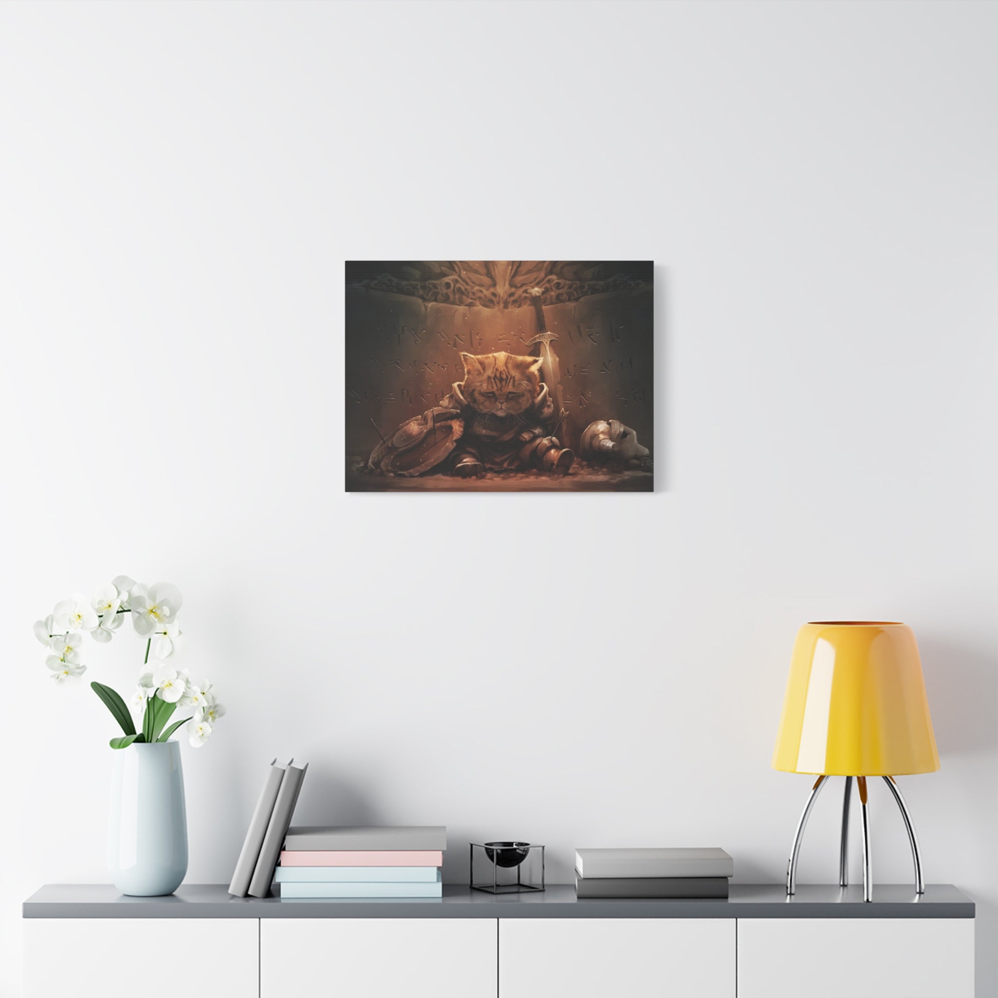 The Elder Scrolls Skyrim Canvas Wall Art - Cat Game Canvas Print Room Decor, Dragon Gaming Wall Art, Skyrim Gift