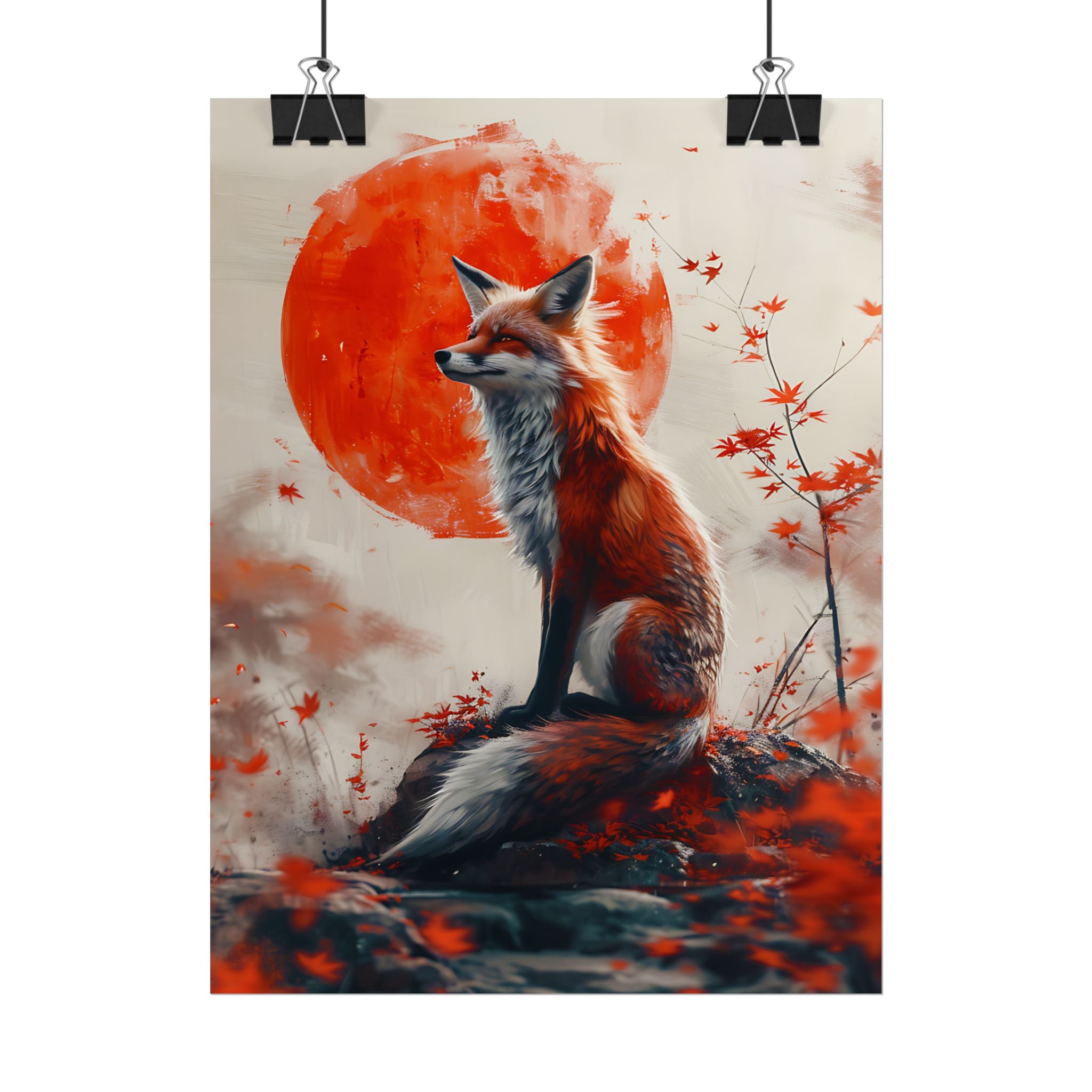 red-fox-poster-print-fantasy-decor-wildlife-wall-art-red-sun-home-decor-animal-lover-gift-nature-print-fantasy-art-decor