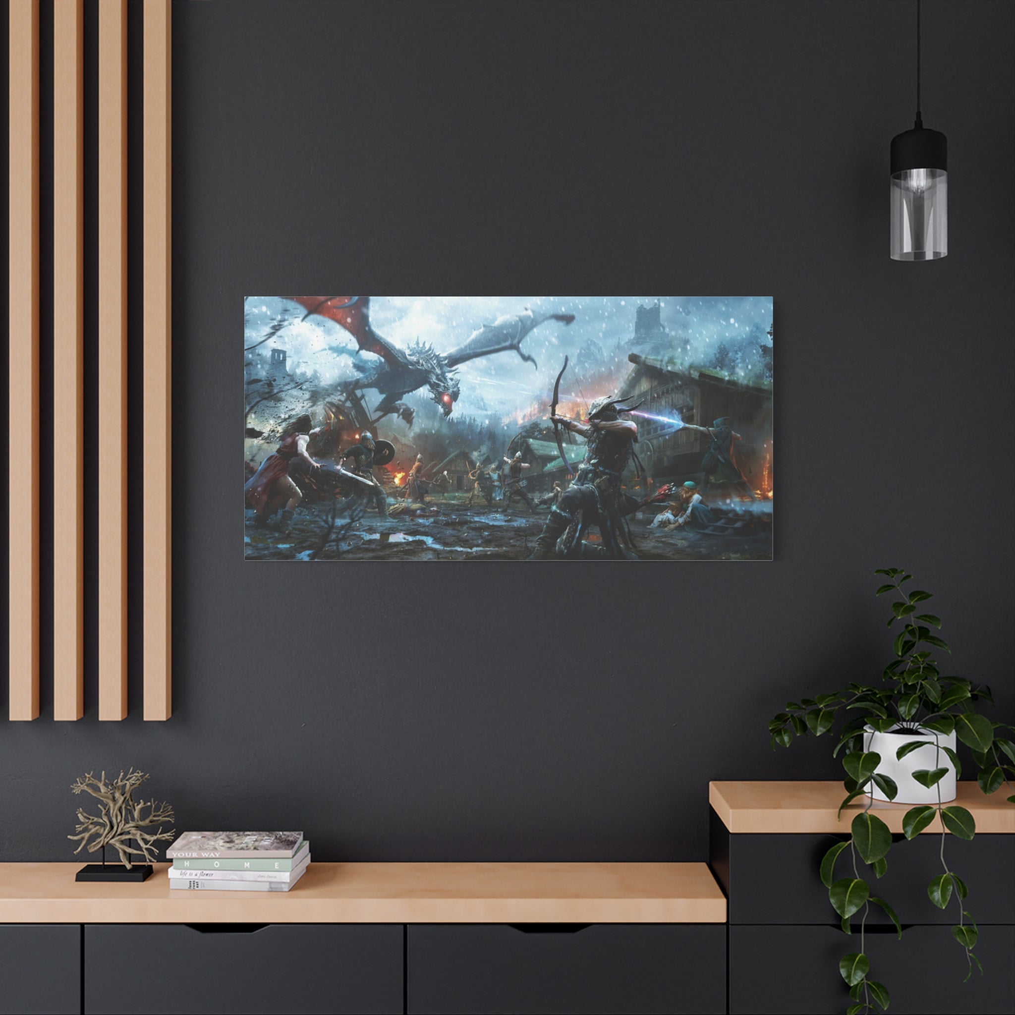 The Elder Scrolls Skyrim Canvas Wall Art - Dragon Game Canvas Print Room Decor, Gaming Wall Art, Skyrim Gift