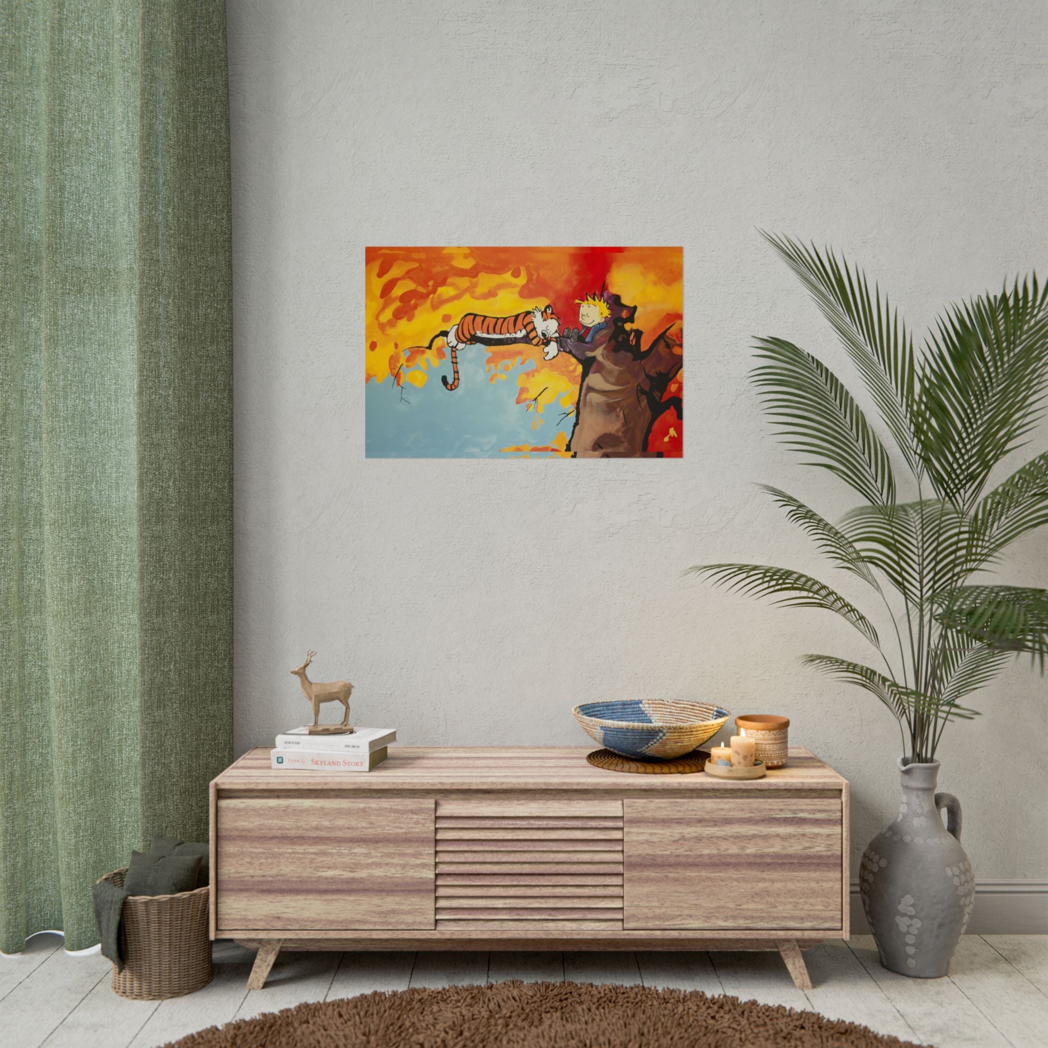 Calvin and Hobbes Art Poster - Nostalgic Cartoon Wall Decor - Unique Birthday Gift for Fans - Timeless Comic Book Design