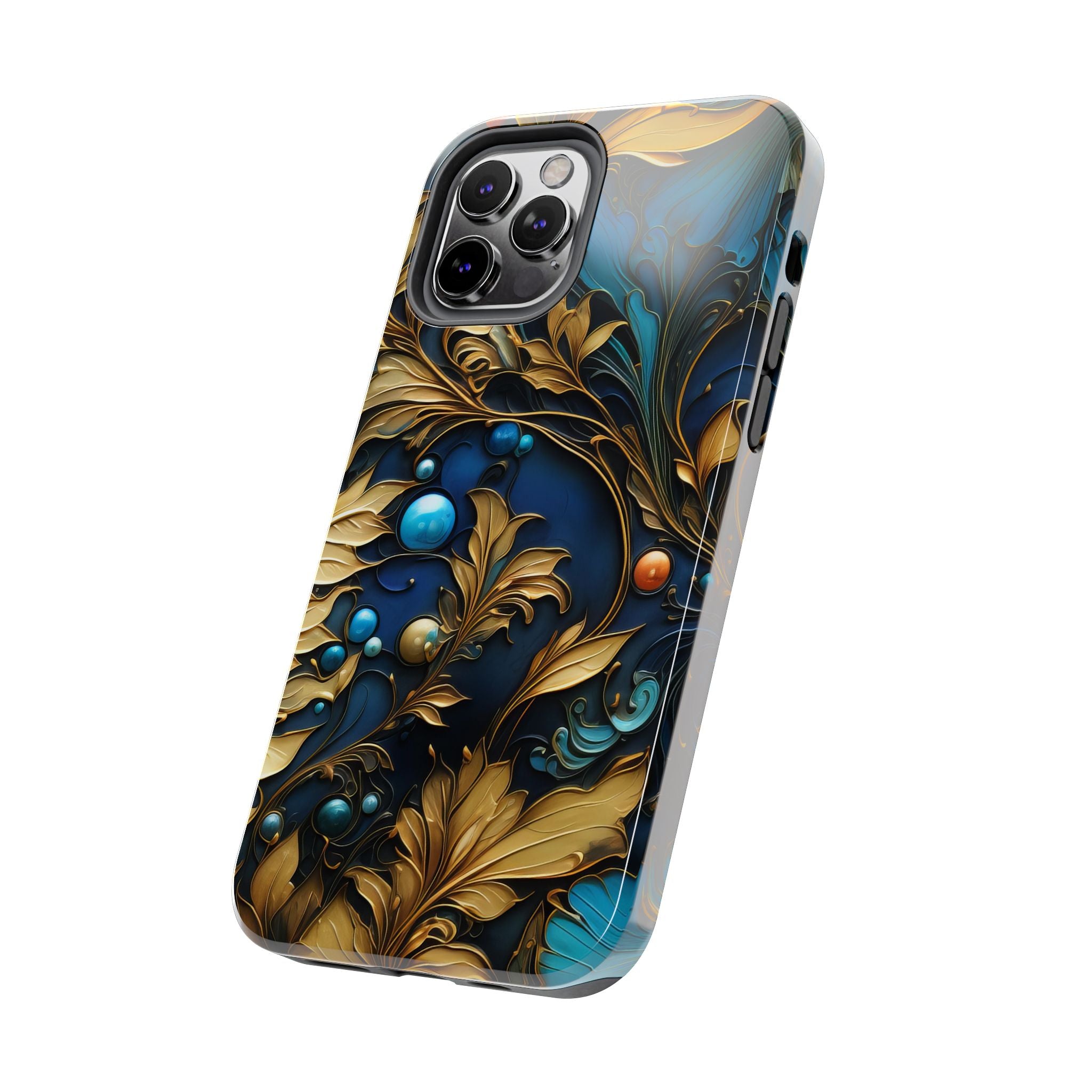 textured-art-nouveau-floral-tough-phone-case-cottagecore-iphone-case-unique-floral-phone-cover-vintage-style-iphone-case-prot