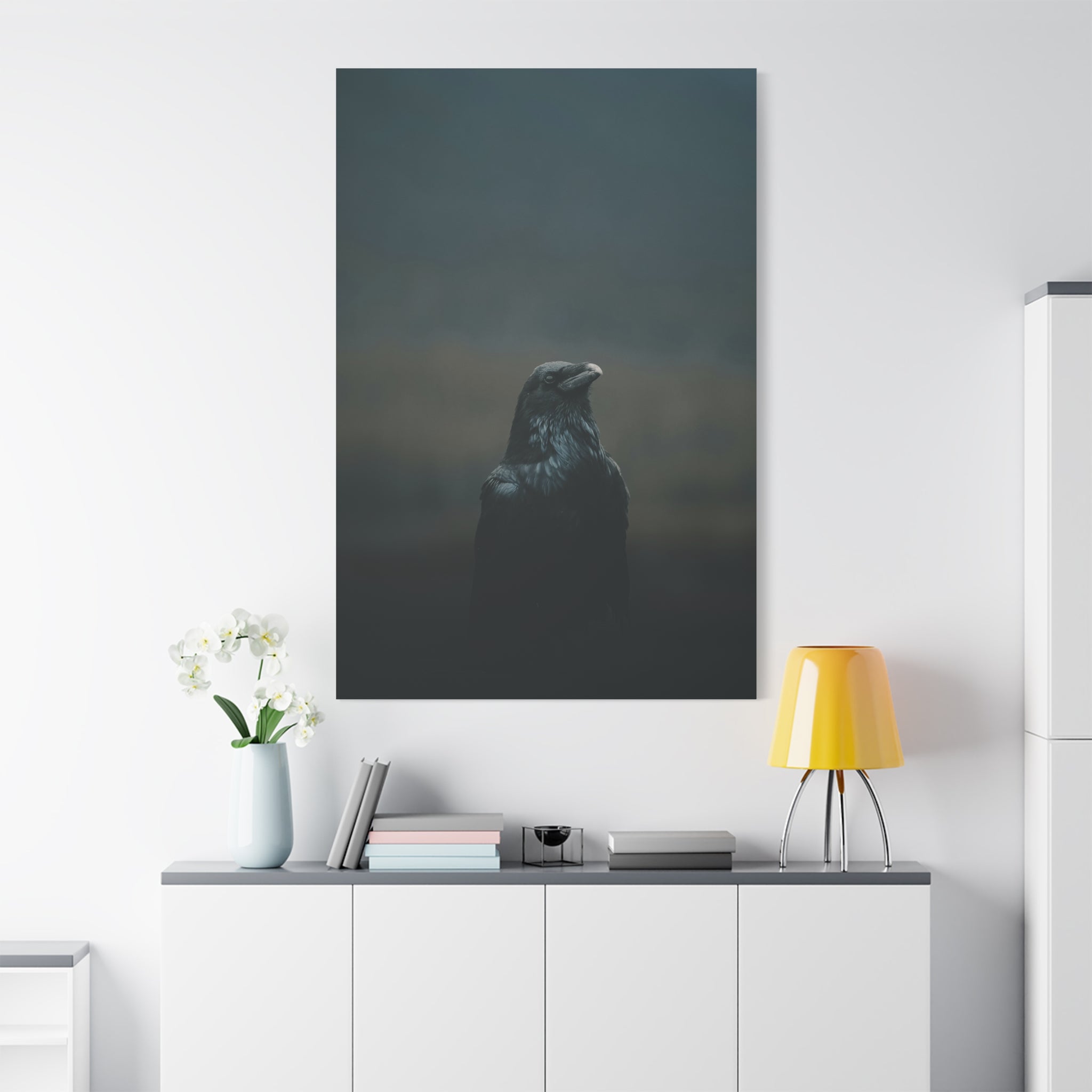raven-canvas-print-raven-decor-matte-stretched-wall-art-bird-lover-gift-gothic-home-decor-halloween-picture-raven-art-print