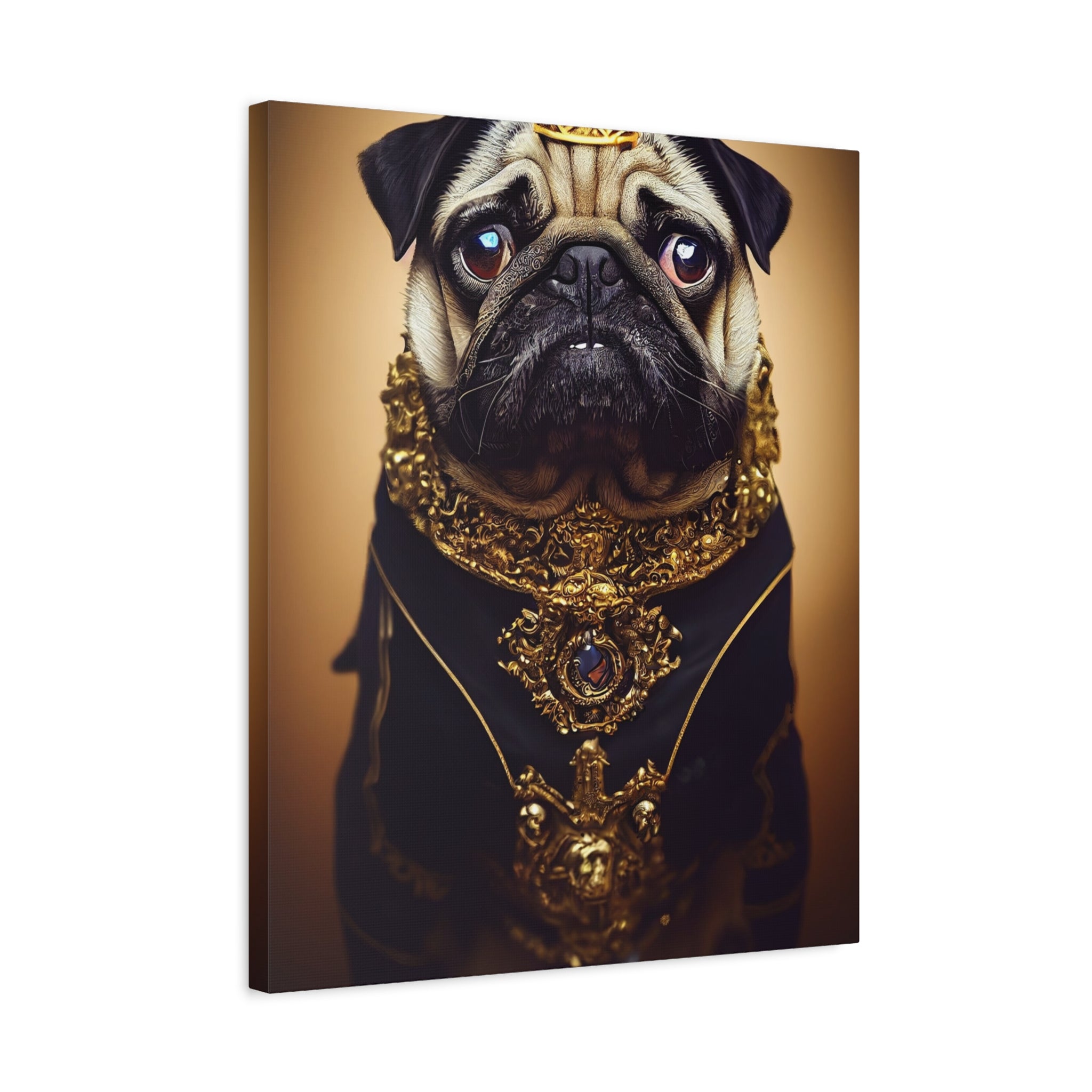 canvas-print-pug-crown-funny-jewelry-wall-art-decor-stretched-matte-canvas-home-living-room-decoration-dog-lover-gift-animal-